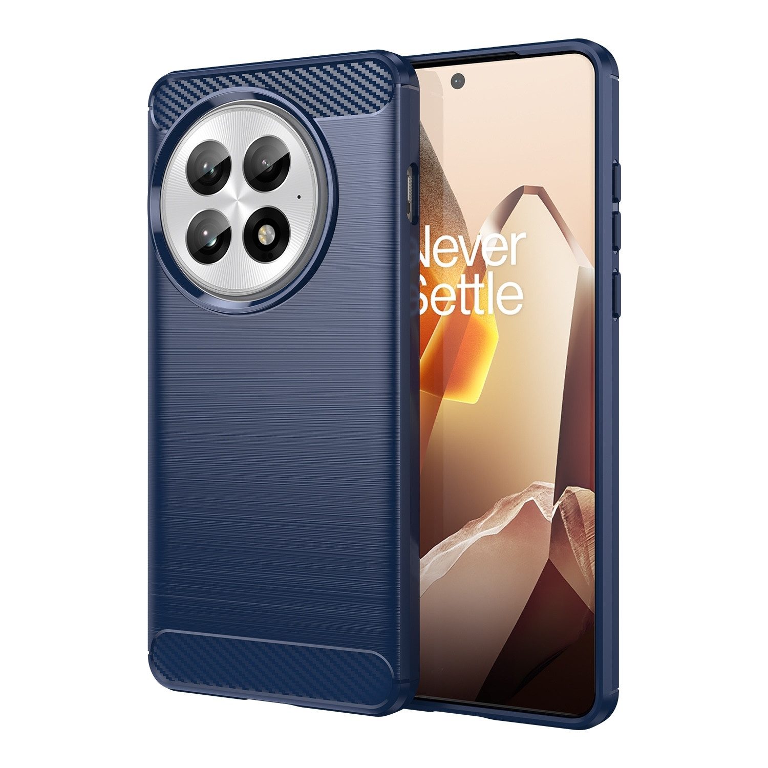 Wigento Handyhülle Für OnePlus 13 Carbon Design Textur TPU Handy Hülle Case Cover Blau, Carbon Textur Schutzhülle Smart Case Cover