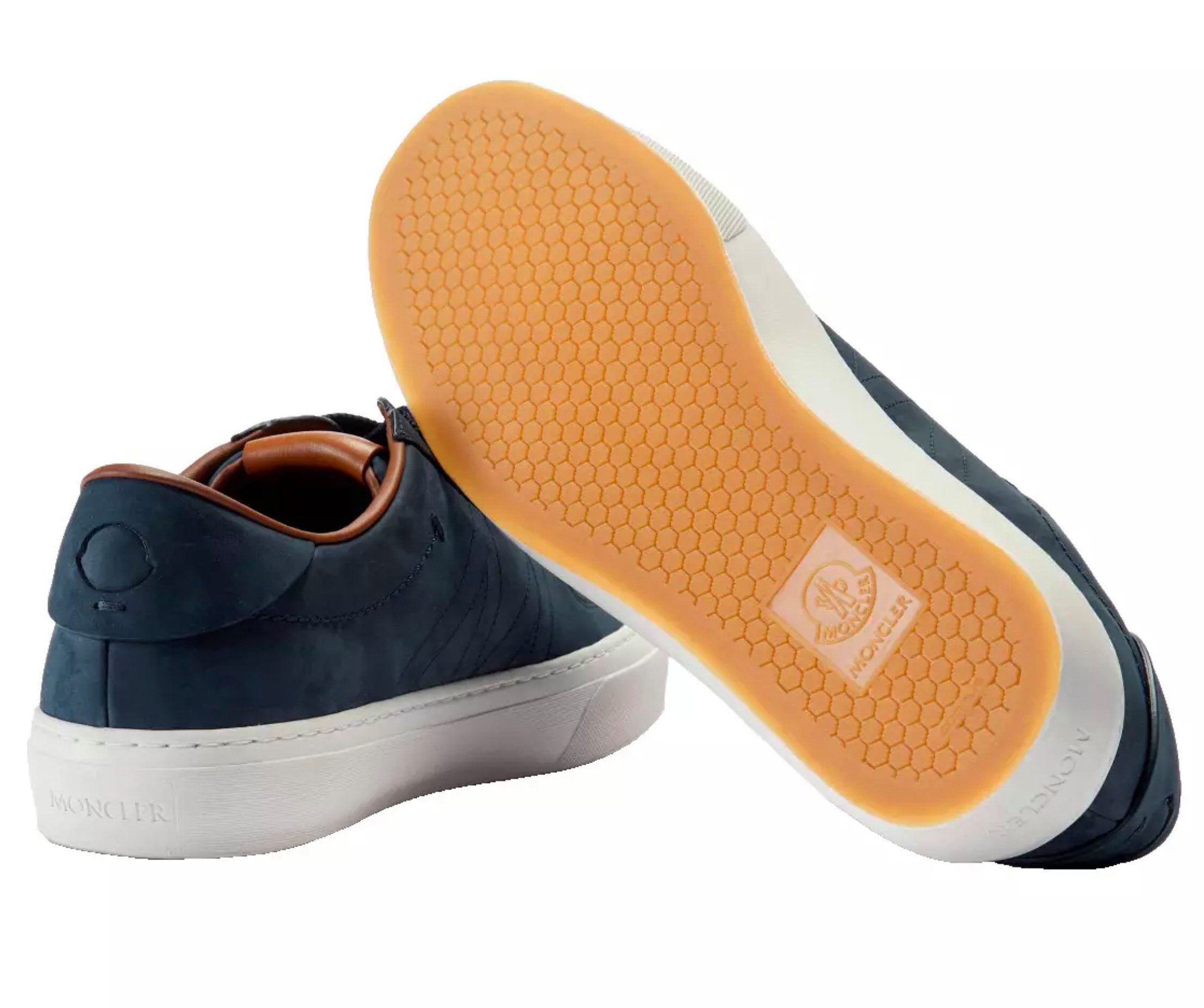 MONCLER Monclub Low Top Nubukleder Schuhe Sneaker Gepolsterter Schaftrand, strukturierte Laufsohle, Logo-Branding