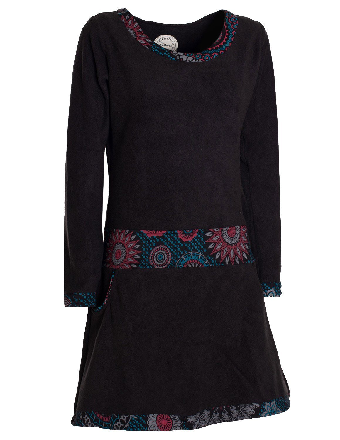 Vishes Midikleid Extra warmes Winterkleid Damen Langarm Kleider Sweatkleid Fleece Elfen, Hippe, Boho, Goa Style – Bild 4 von 5