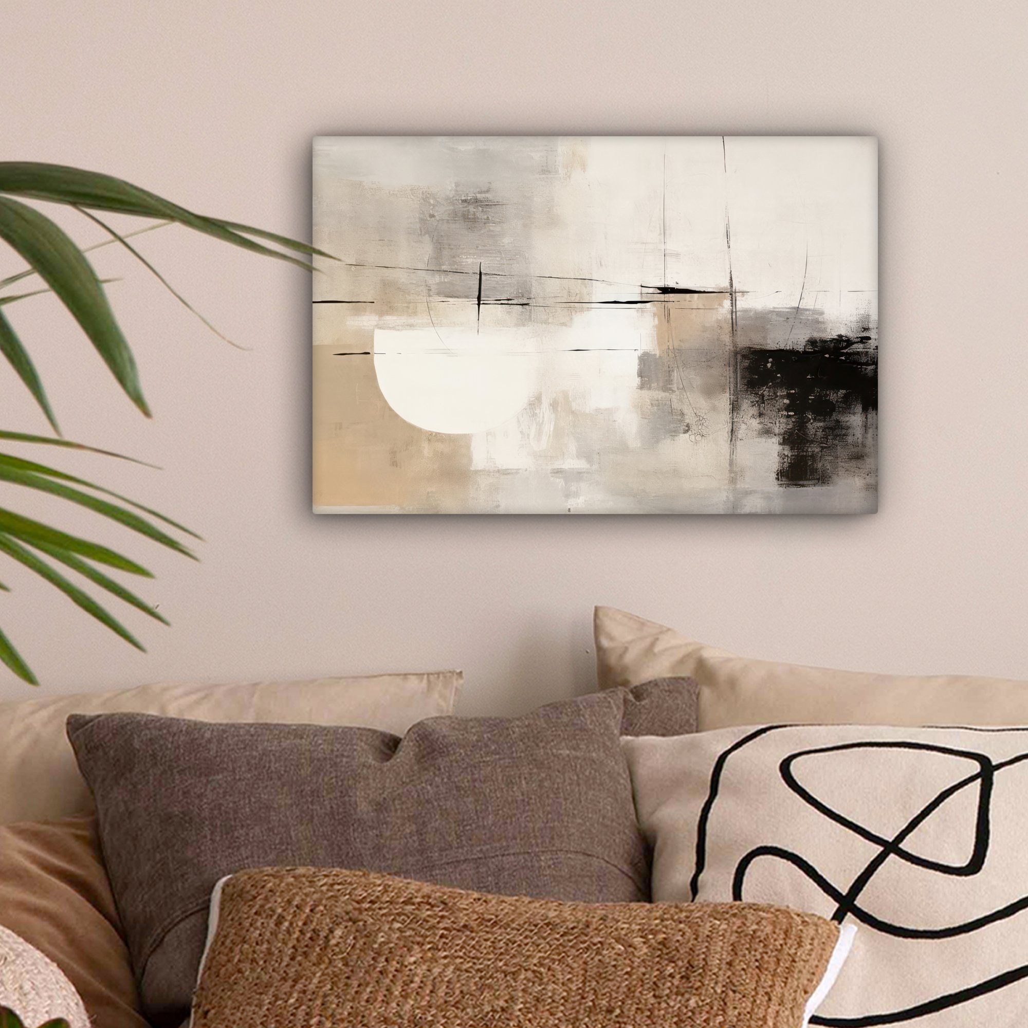 OneMillionCanvasses® Leinwandbild Abstrakt - Kunst - Grau, Fotodruck (1 St), Leinwand Bilder Klein, Wand Dekoration Aesthetic 30x20 cm