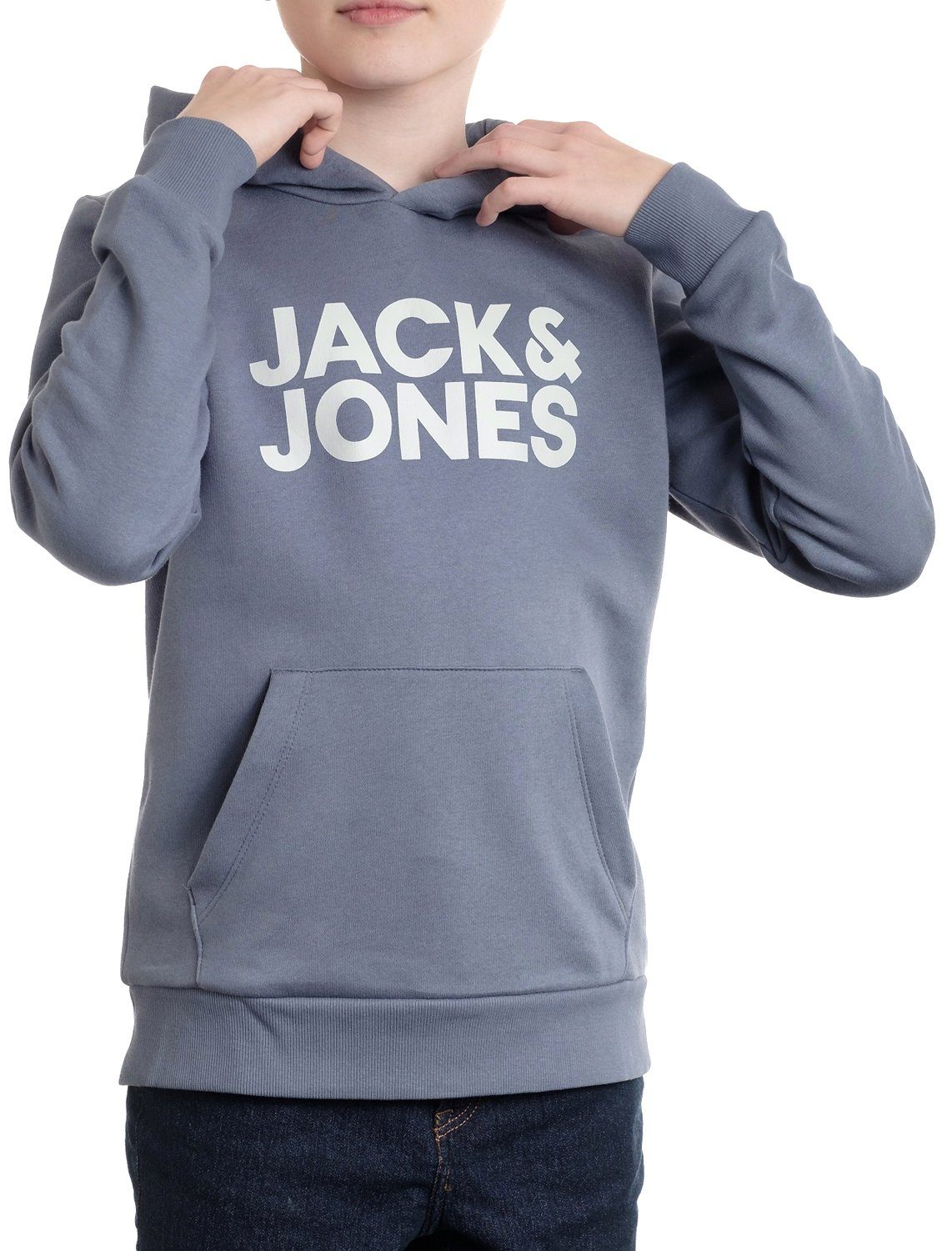 Jack & Jones Kapuzenpullover Chinablue-Grey Unifarbe Junior