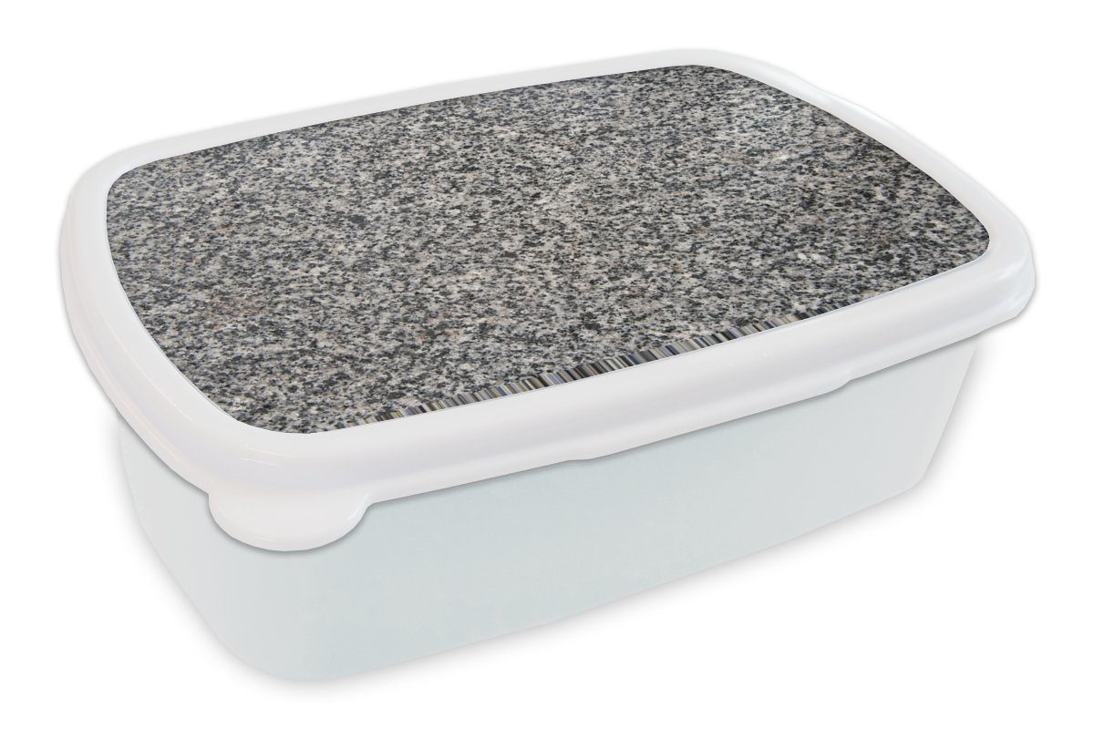 MuchoWow Lunchbox Granit - Industriell - Design - Grau, Kunststoff, (2-tlg), Brotbox für Kinder und Erwachsene, Brotdose, für Jungs und Mädchen weiß