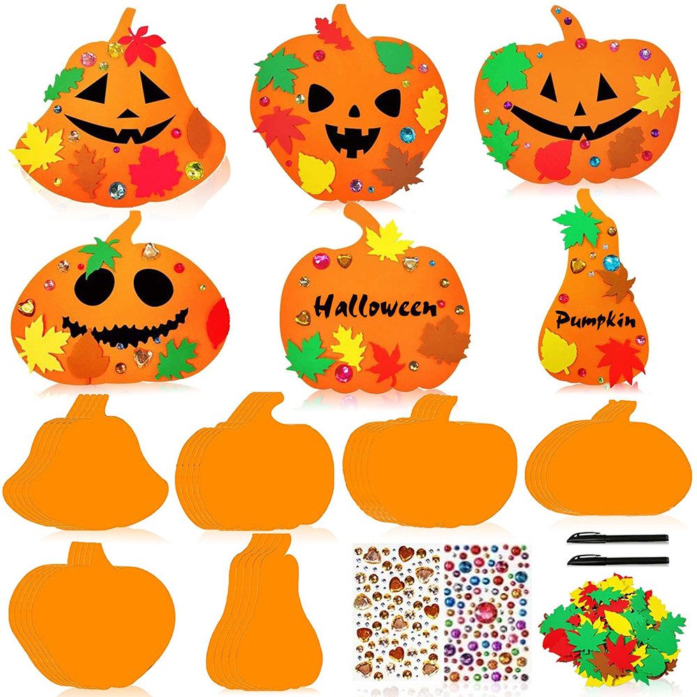 CLTYQ Kreativset Kürbis Bastelset für Kinder, DIY Basteln,Halloween Bastel-Kit, (Festliche Geschenk Halloween Weihnachten Erntedankfest), Herbstdekoration, Partyspiel-Dekoration.Halloween Kürbis Dekoration