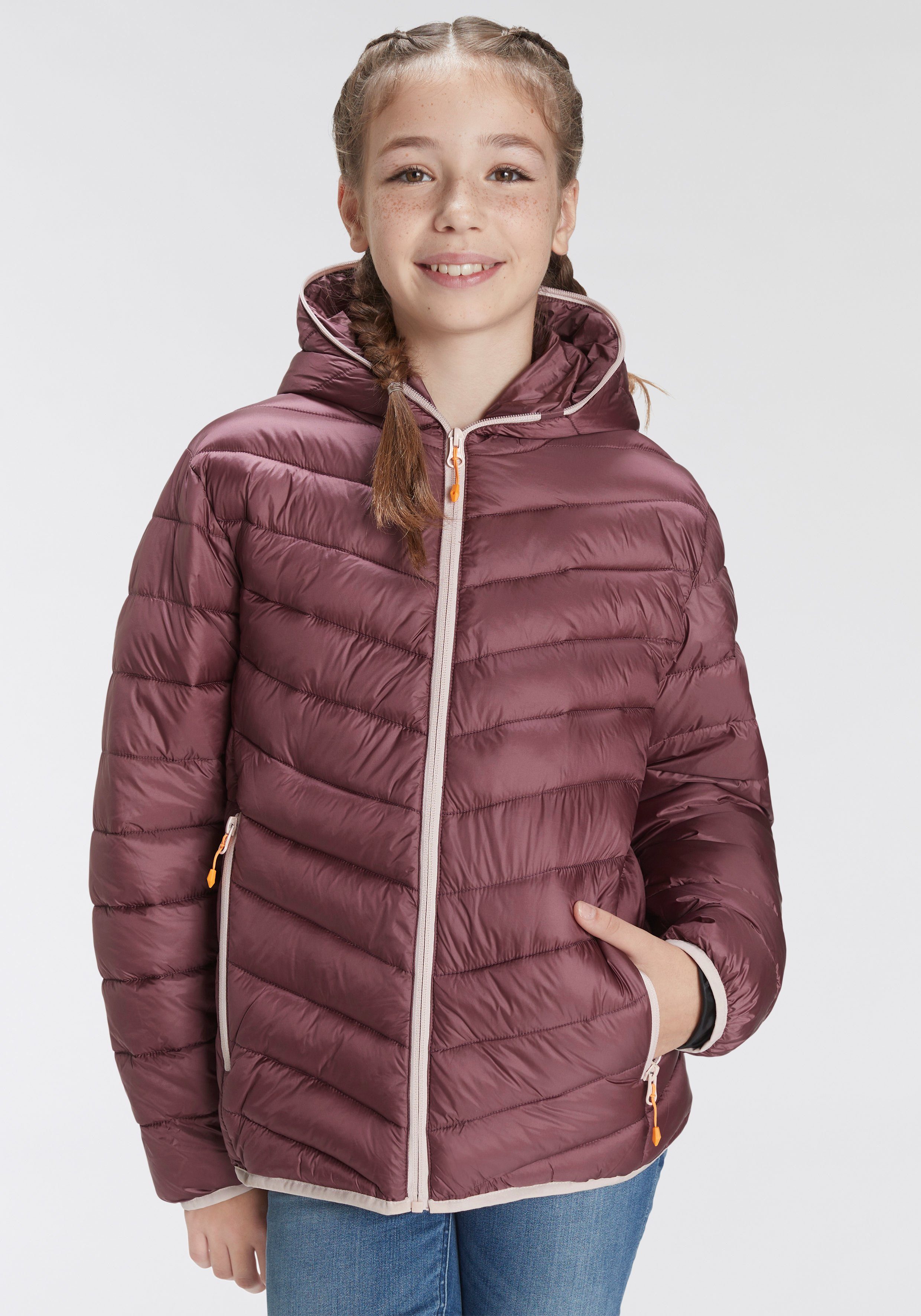 Icepeak Funktionsjacke PENIG JR - mit am kontrastfarbenem Kinder für Logoschriftzug PLUM Oberarm