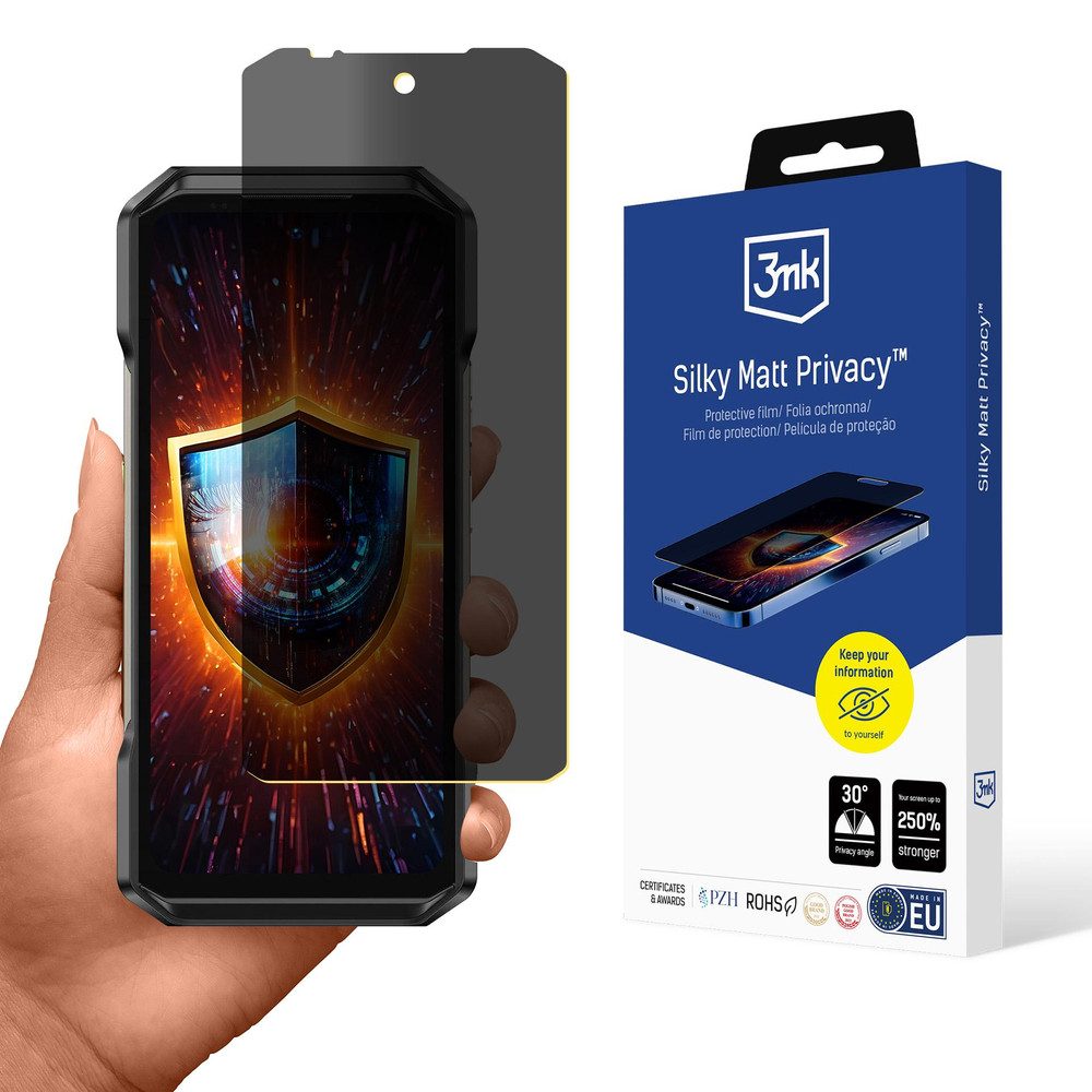 3MK Displayschutzfolie Blickschutzfolie Sichtschutz für Ulefone Armor 27 Pro, Spar-Set, 1 Stück, Blickschutz 30°, matt, kratzfest, einfache Montage