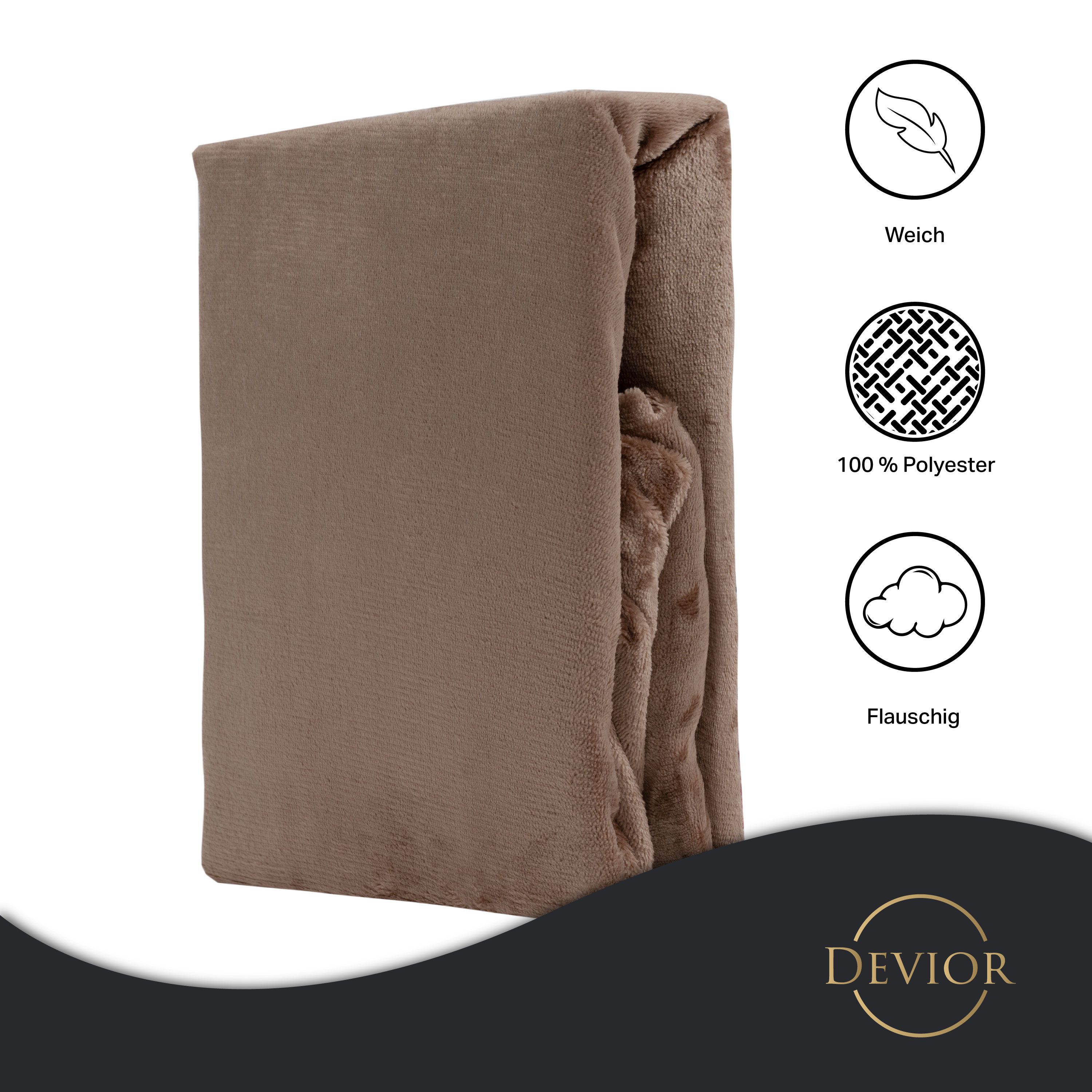 Devior Spannbettlaken aus 100% Nicki-Plüsch mit Cashmere-Touch, 190 g/m² mit Einlaufschutz, Nicki, Gummizug: Rundumgummizug, für Standardmatratzen bis 22cm - Sp – Bild 3 von 5