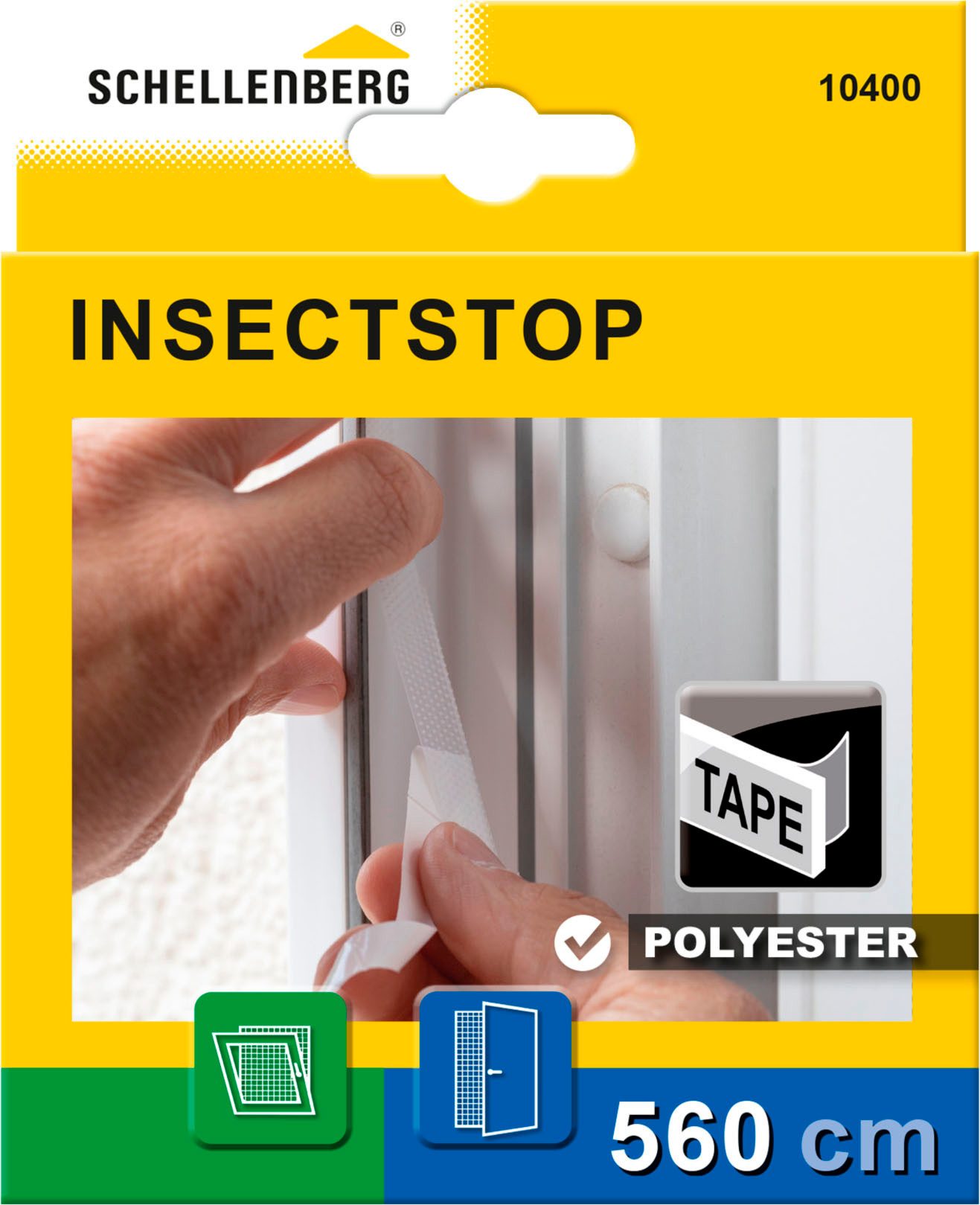 SCHELLENBERG Klett-Klebeband Insektenschutzzubehör, Befestigungsband für Polyester-Fliegengitter (Packung, 1-St) semi-transparent, 5,6 m, in unterschiedlichen Sets erhältlich