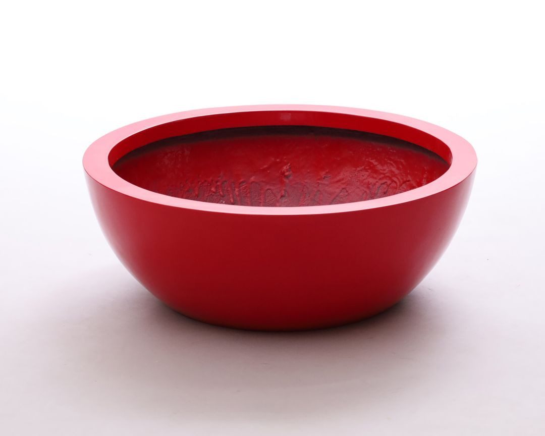 Elegant Einrichten Pflanzkübel Pflanzkübel Fiberglas Schale-Rund D34xH12cm Hochglanz-Rot (1 St)