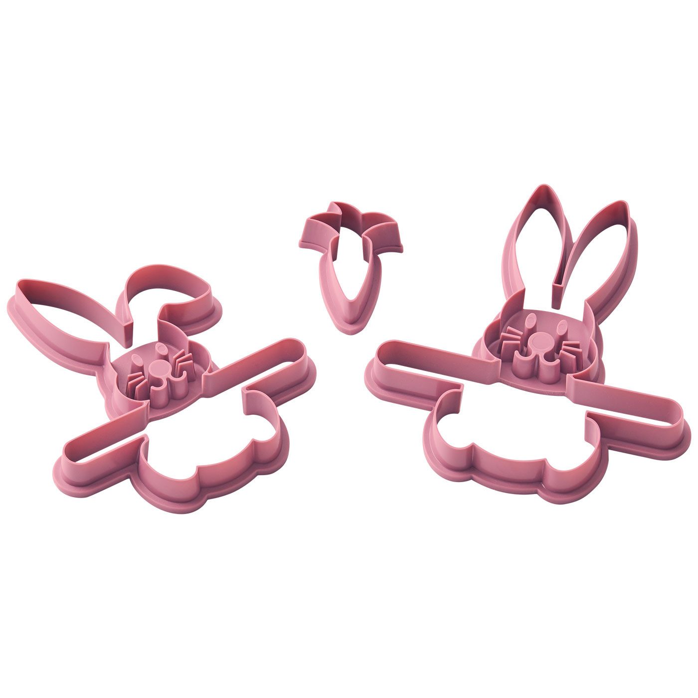 Betty Bossi Ausstechform Keks-Ausstecher Hase und Karotte – Set Kunststoff Lila, Kunststoff, (Set, 3-St), 1x Hase groß (13cm), 1x Hase klein (11,5 cm), 1x Karotte (5,5 cm)
