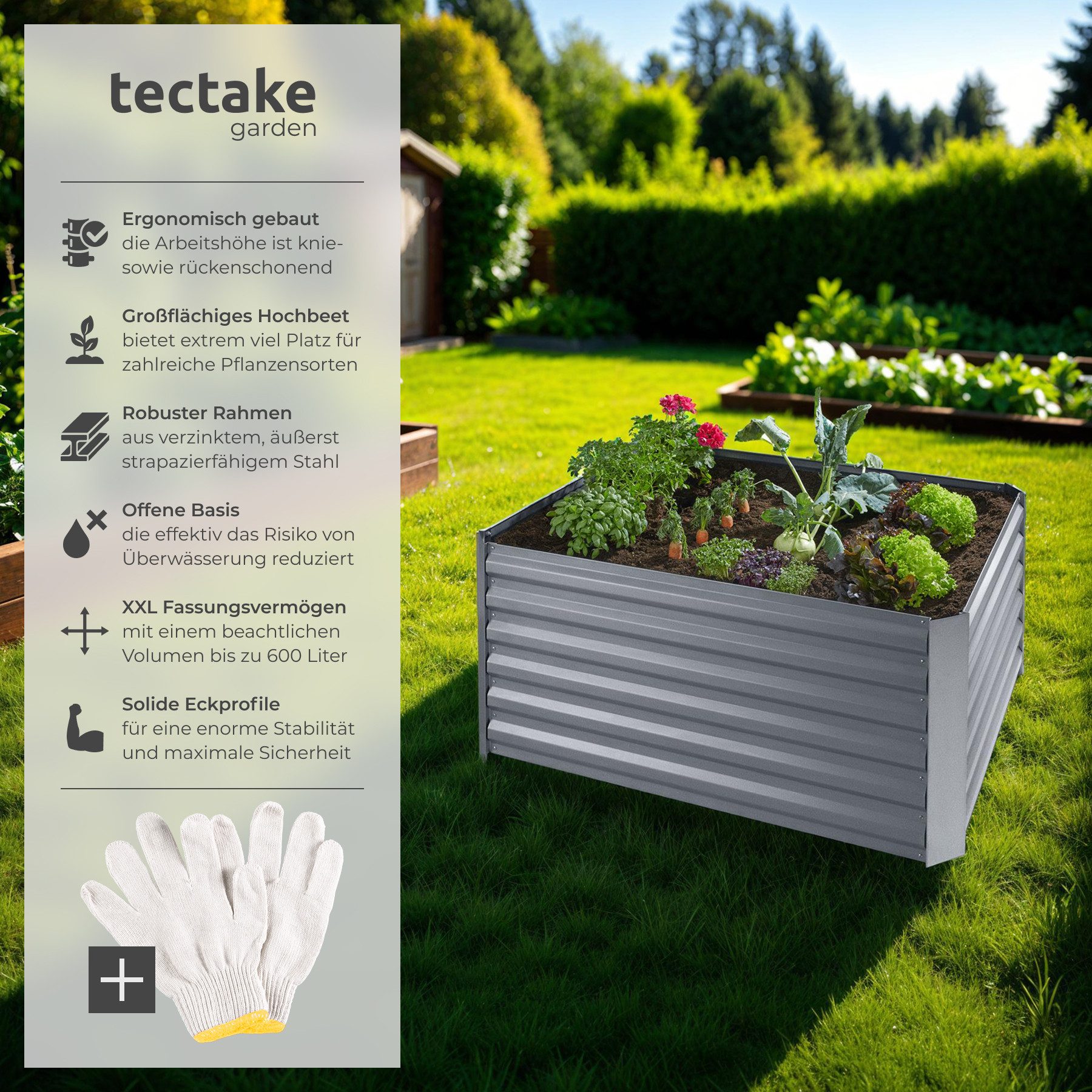 tectake Hochbeet Pflanzenkasten Salvia 600l verzinkt 120x90x57cm, aus verzi günstig online kaufen
