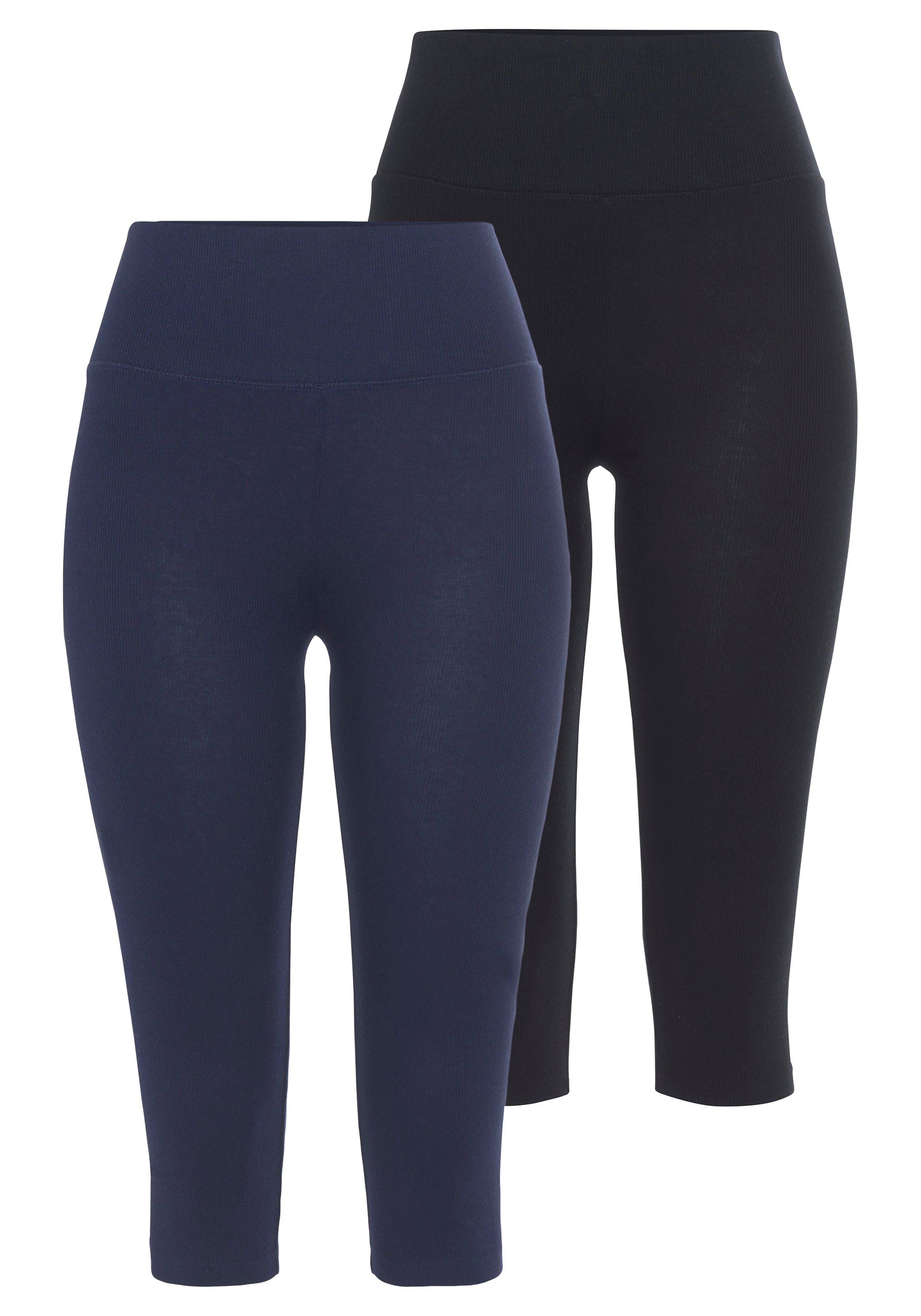 aus Ware schwarz, Leggings marine gerippter (2-tlg., 2er-Pack) Boysen's