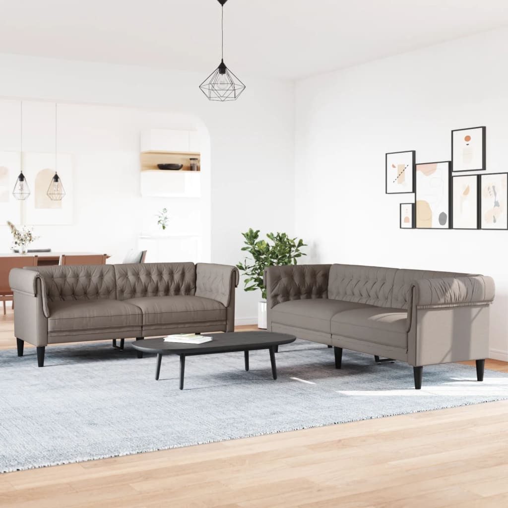 vidaXL Sofa 2-tlg. Sofagarnitur Taupe Stoff günstig online kaufen