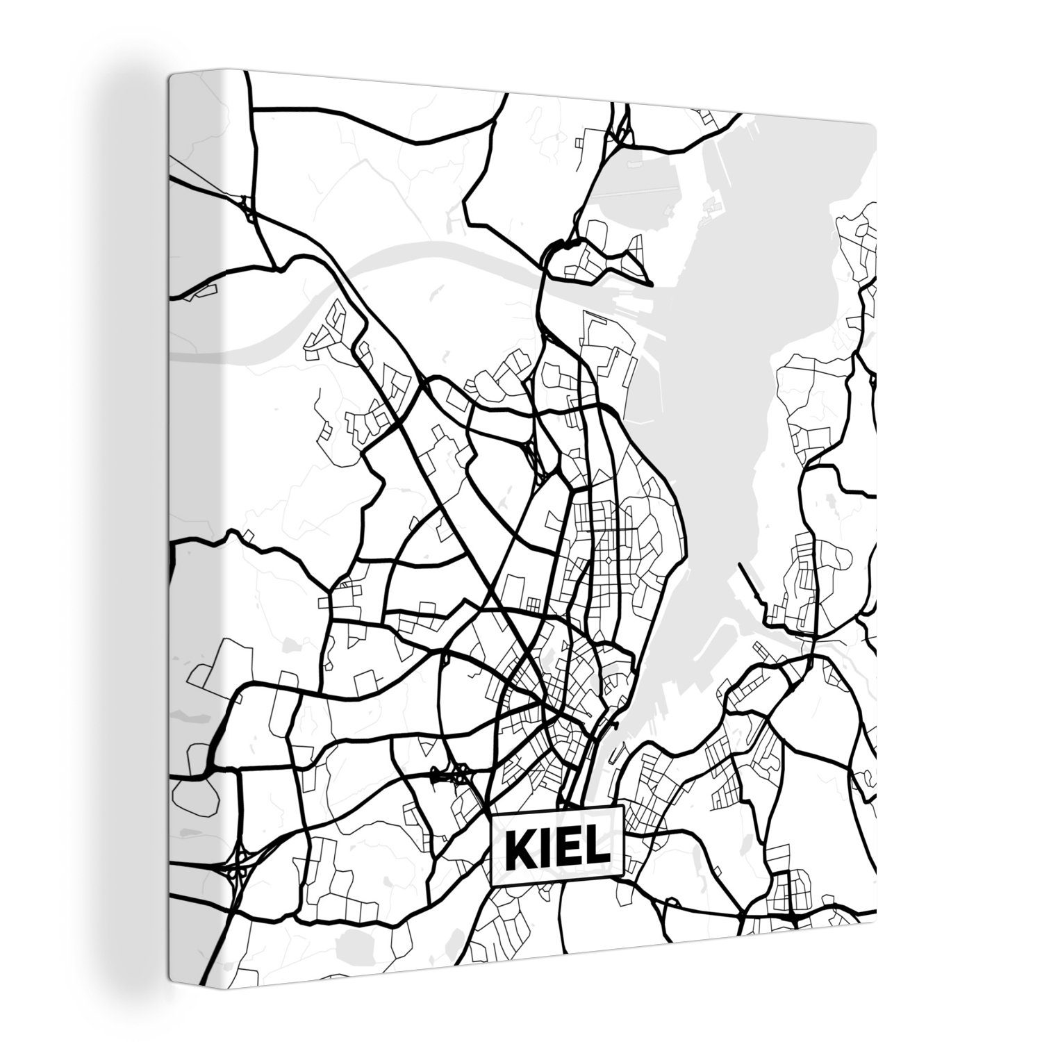 OneMillionCanvasses® Kiel Leinwand Bilder - Wohnzimmer Karte - (1 Stadtplan, St), für Leinwandbild Schlafzimmer