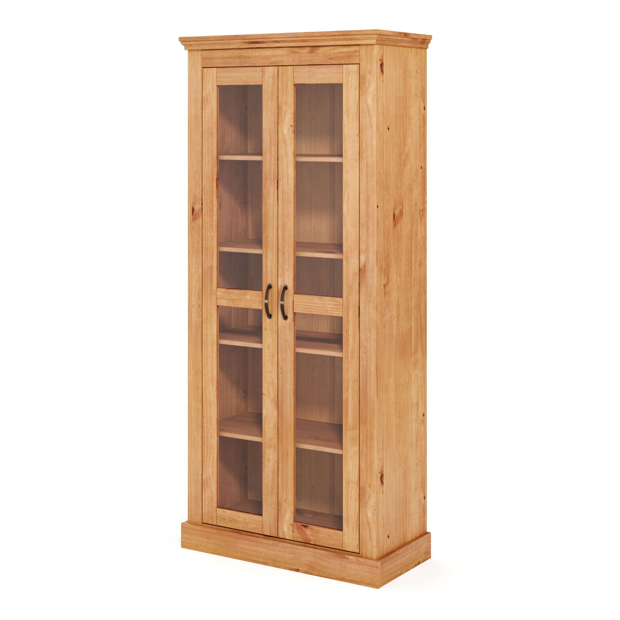 OTTO home Vitrine Selma, Hochschrank, Standvitrine, Glasvitrine aus massivem Kiefernholz FSC®, mit Griffen aus antikisiertem Metall, Höhe 180 cm