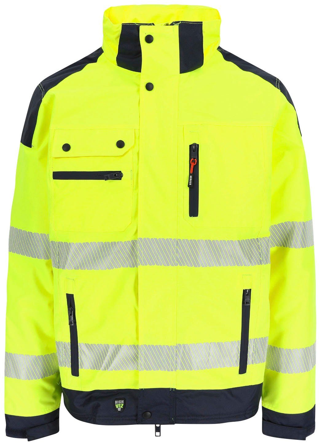 Herock Arbeitsjacke Hodor HIGH VIZ Regenjacke, atmungsaktiv, winddicht, viele Reissverschlusstaschen gelb | Arbeitsjacken