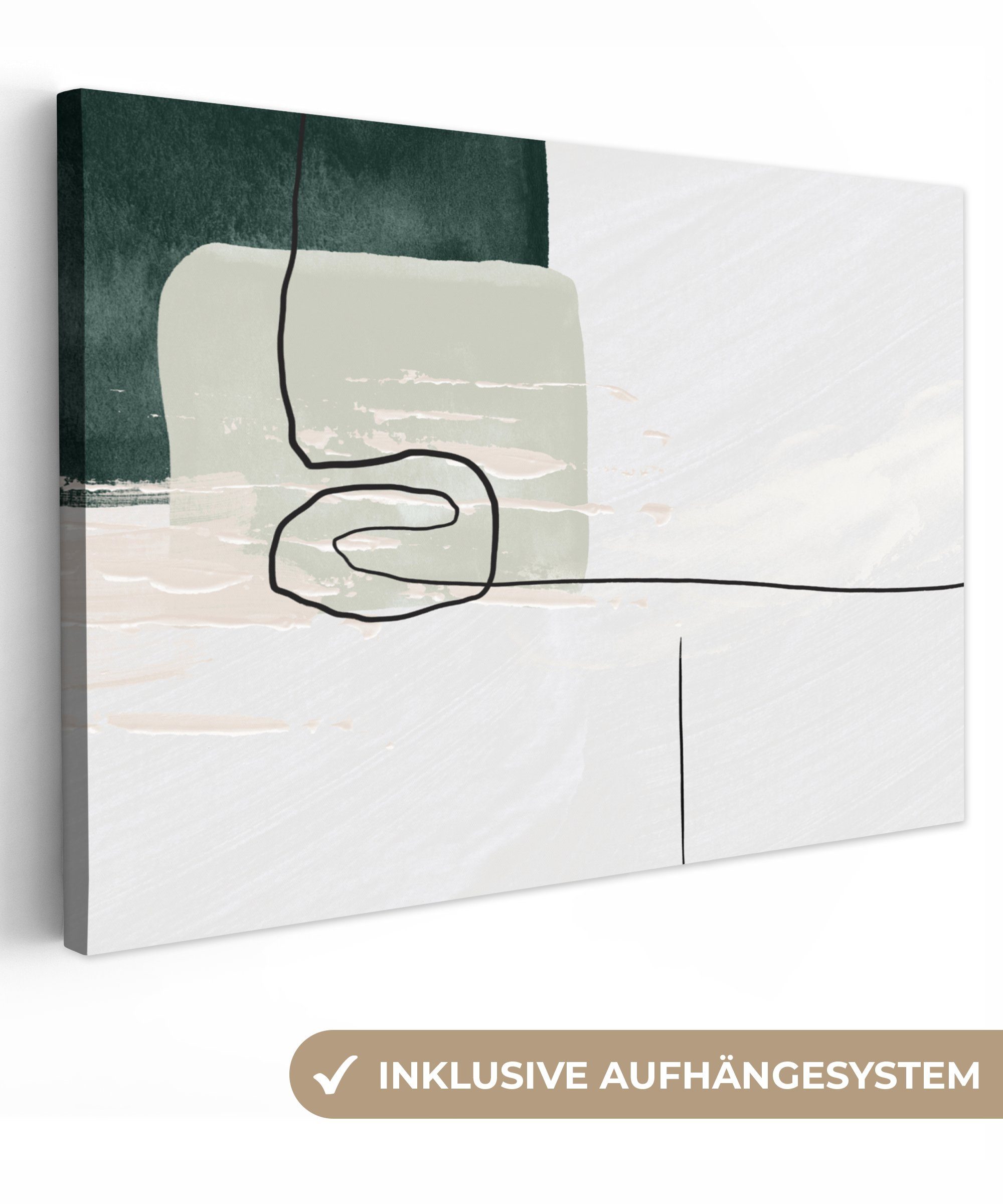 OneMillionCanvasses® Leinwandbild Abstrakt - Kunst - Grün - Weiß - Farbe, F günstig online kaufen