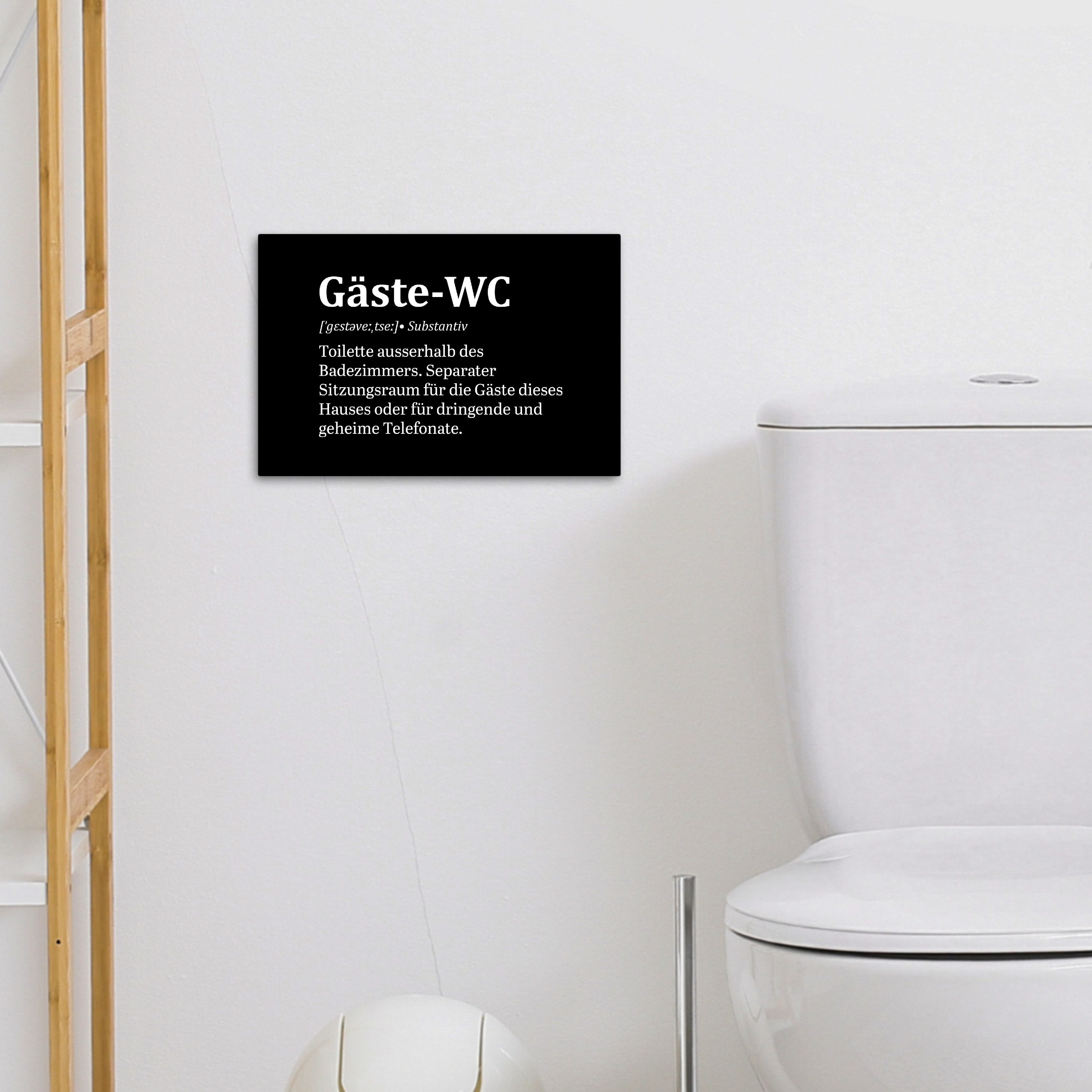 OneMillionCanvasses® Leinwandbild Zitat - Gäste-wc - Definition - Schwarz - Sprüche, Fotodruck (1 St), Bilder für Badezimmer, Bad und Toiletten Deko, Bild WC 30 – Bild 4 von 5