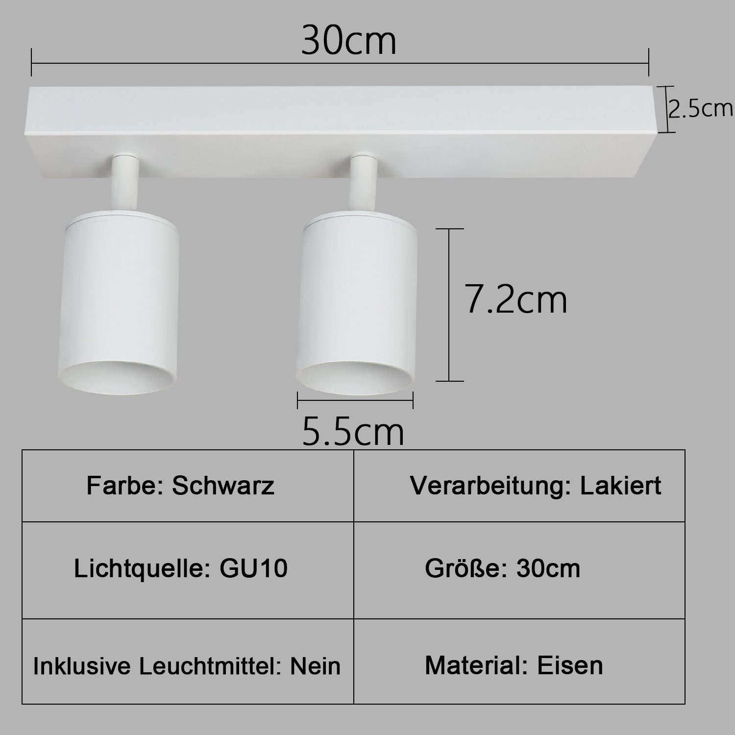330° Deckenstrahler wechselbar Nettlife für Wohnzimmer, Weiß LED GU10 schwenkbare
