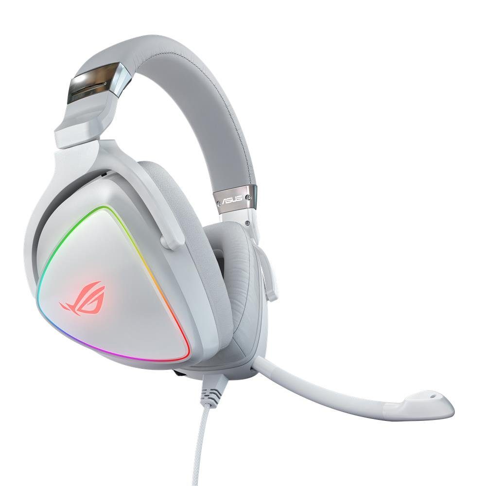 Asus ROG Delta White Edition Gaming-Headset (Mikrofon abnehmbar),  Verbesserter Komfort mit ergonomischer D-Form und ROG-Hybrid-Ohrpolstern