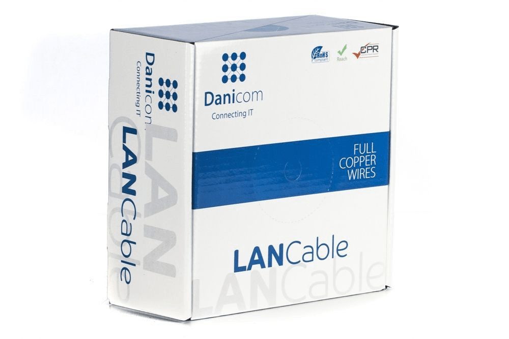 Danicom DANICOM CAT7 S/FTP 50m Außenkabel Starrleiter - PE (Fca) Netzwerkkabel, (5000 cm), Cat7, 100% Kupfer