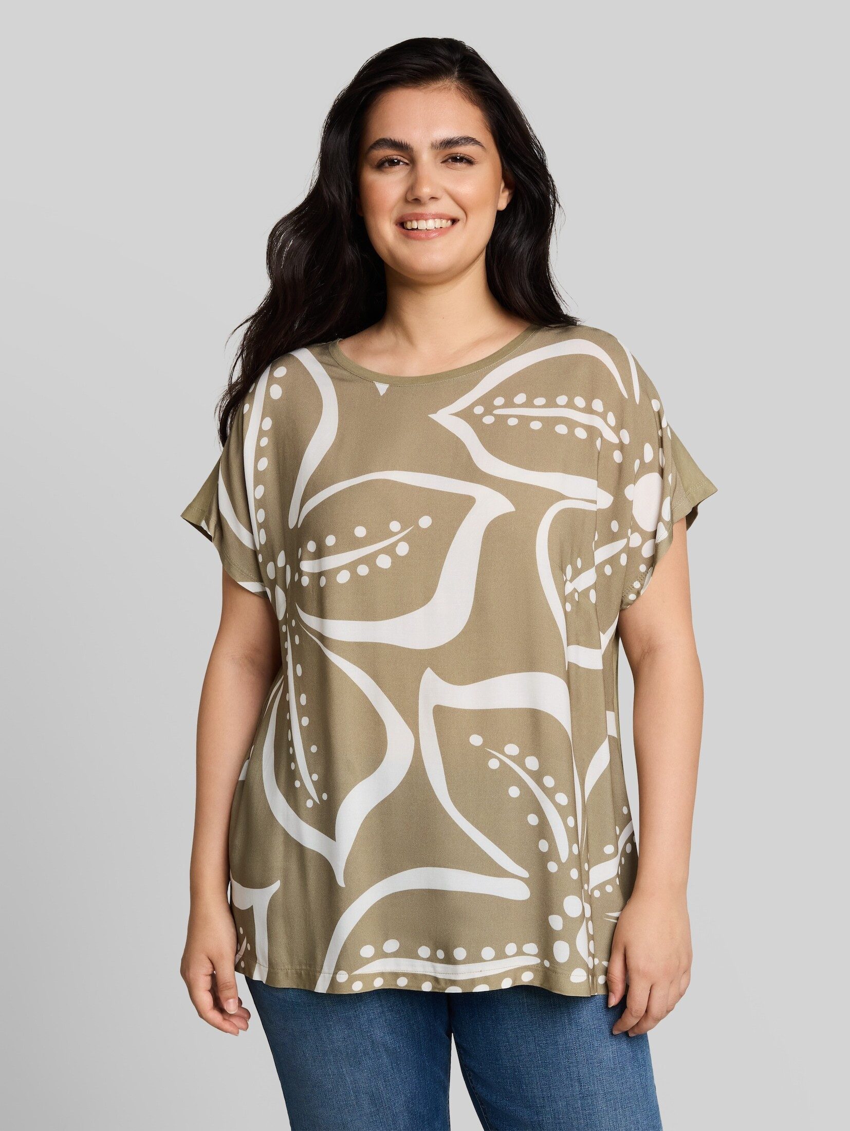 TOM TAILOR PLUS T-Shirt T-Shirt Plus Size - T-Shirt im Material-Mix