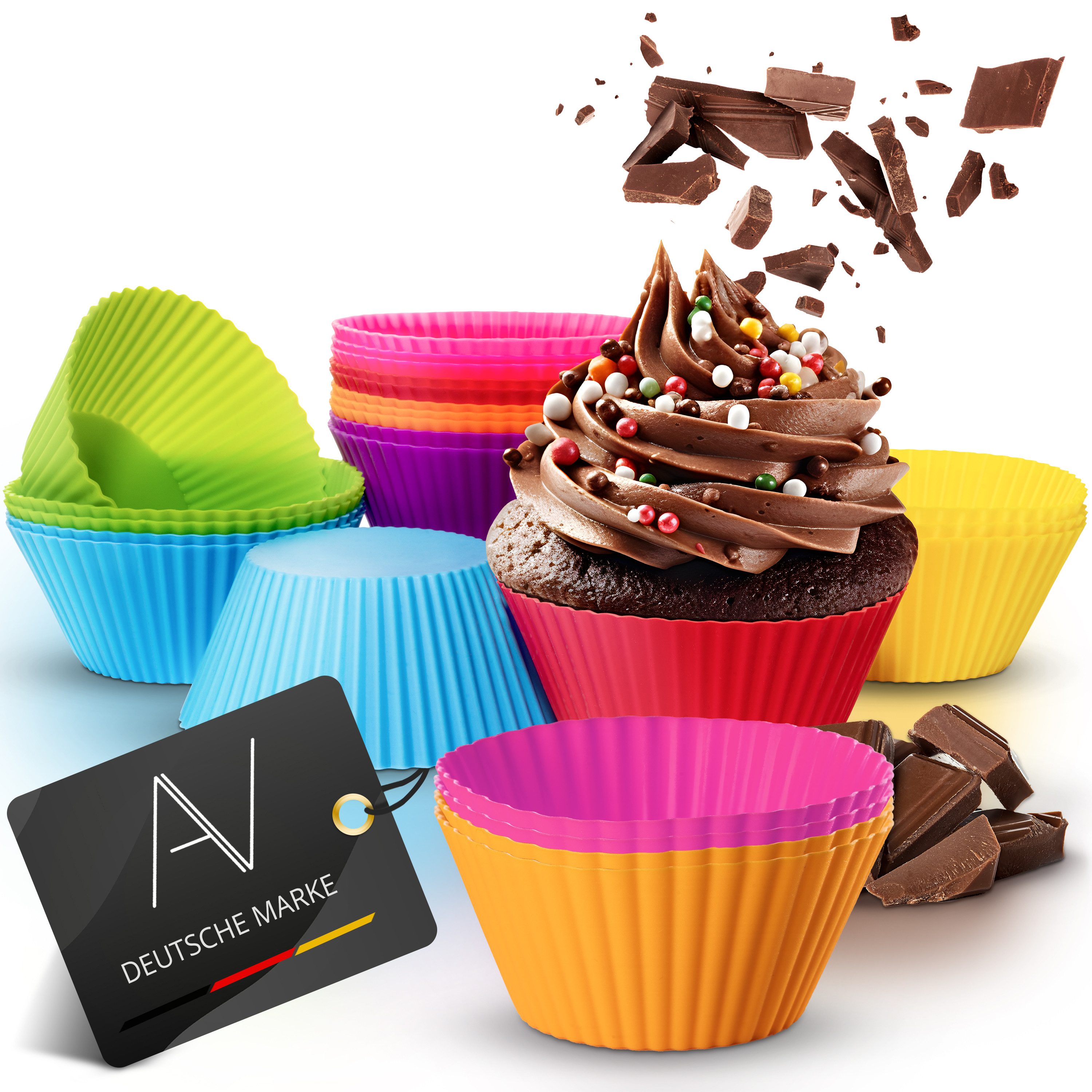 AVANA Muffinform Wiederverwendbare Формочки для кексов aus Silikon Cupcake Muffinförmchen, (24-tlg), Antihaftbeschichtet, BPA-frei, umweltschonend, 8 Цвета(ов)