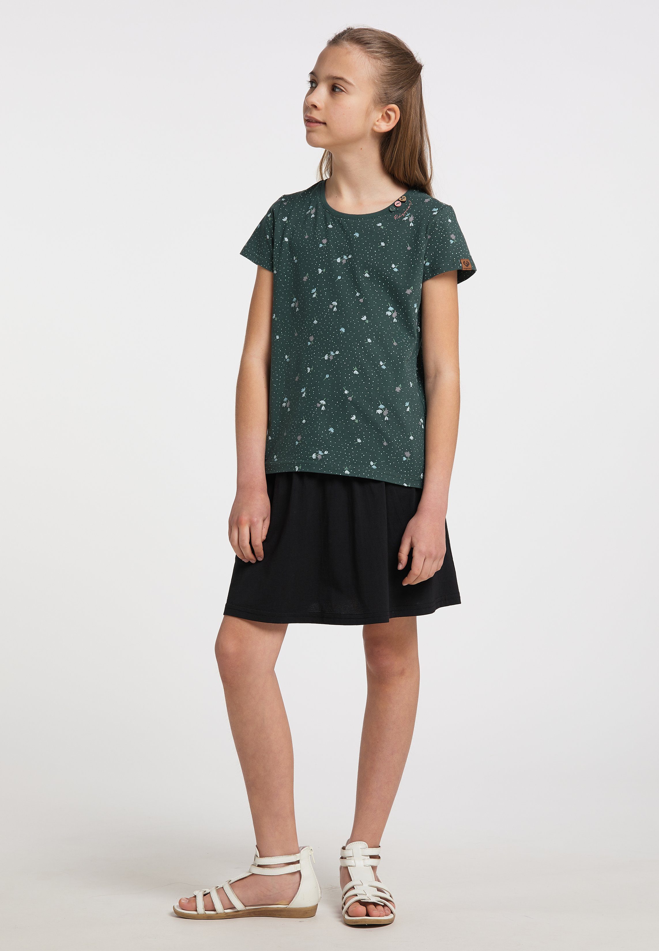 Ragwear T-Shirt VIOLKA FLOWERS Nachhaltige & Vegane Mode DARK GREEN