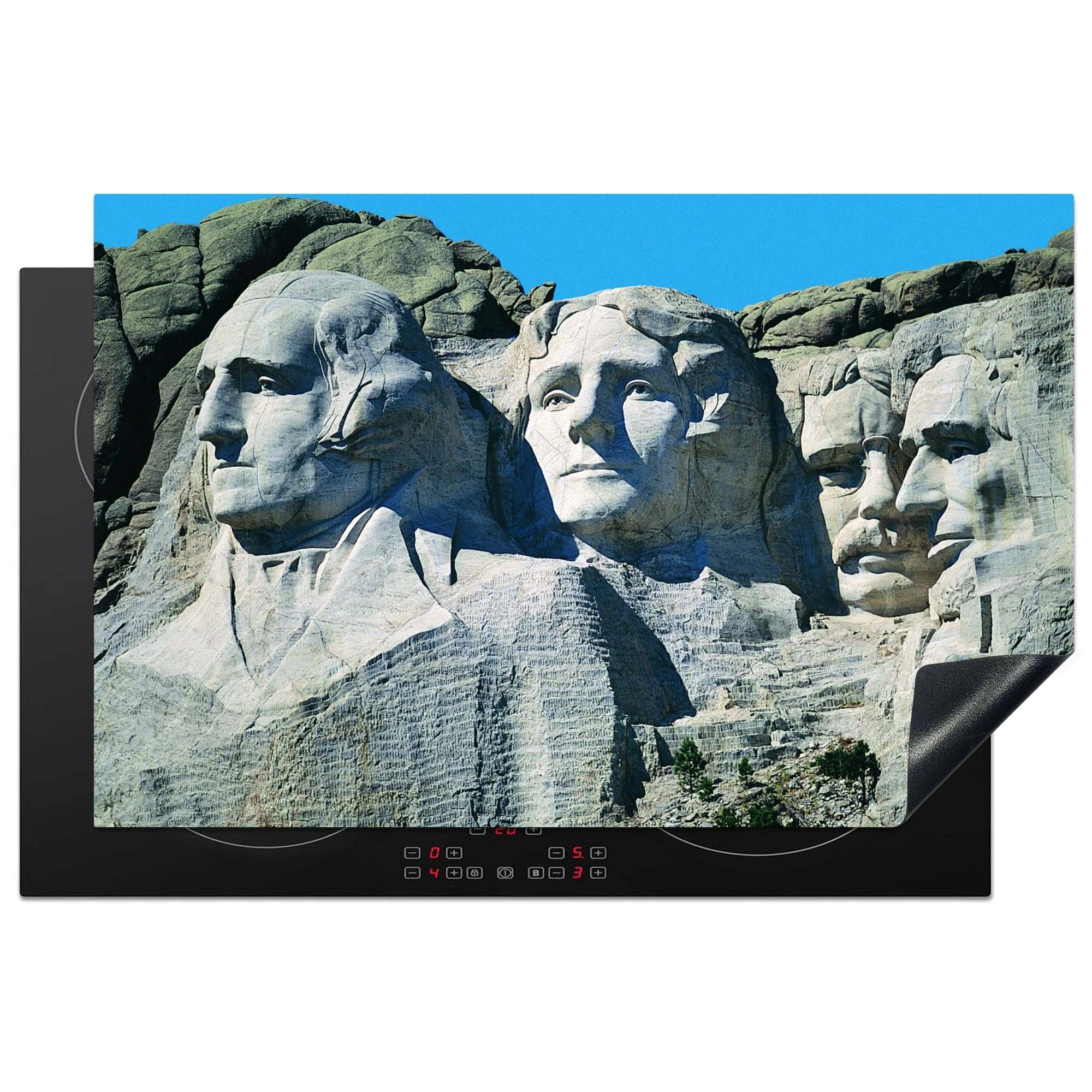 MuchoWow Herdblende-/Abdeckplatte Mount Rushmore in Amerika, Vinyl, (1 tlg), 81x52 cm, Induktionskochfeld Schutz für die küche, Ceranfeldabdeckung