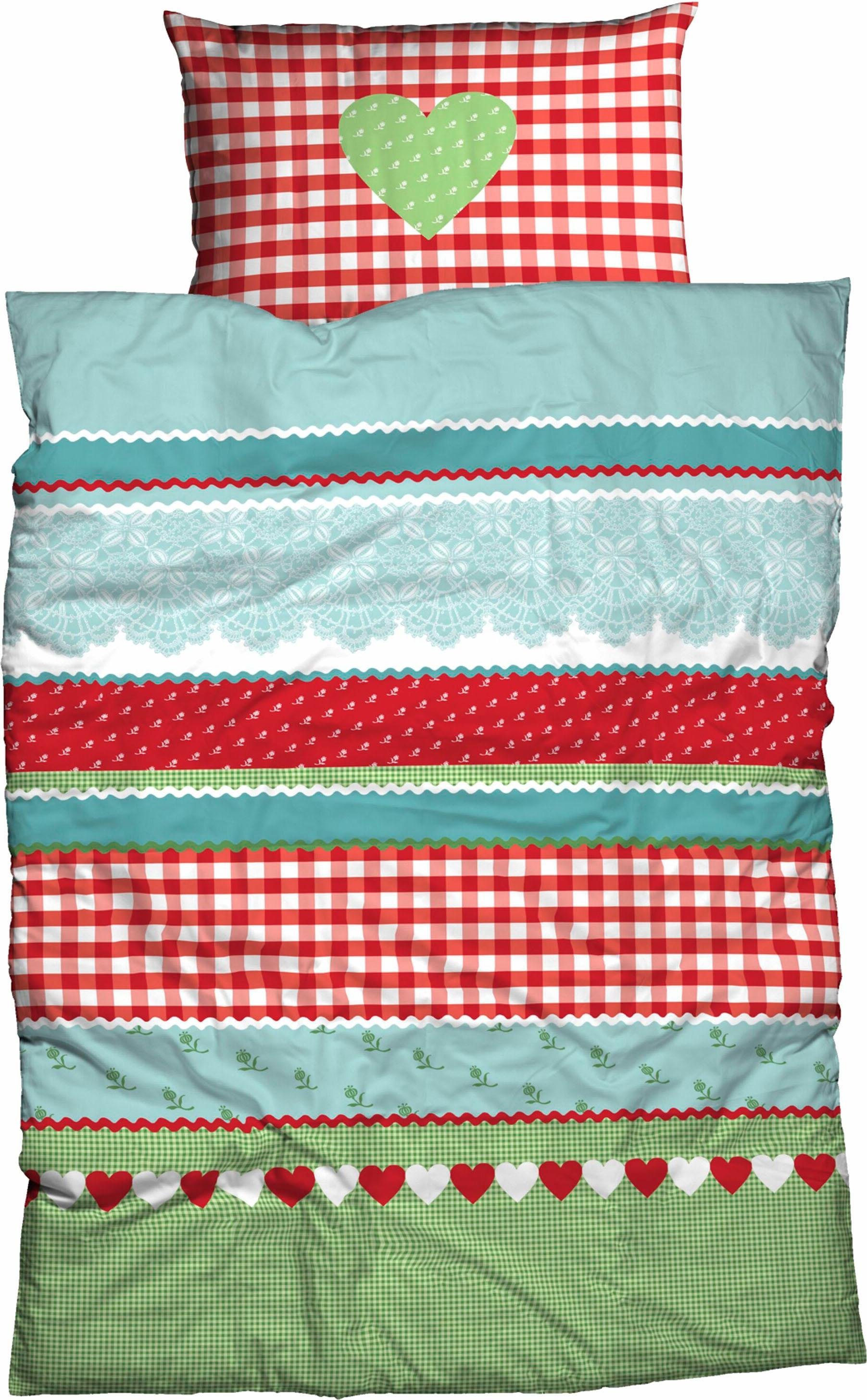 Bettwäsche »Herz-Karo«, , mit niedlichem Herz-Karo Design Bettwäsche »Herz-Karo«, , mit niedlichem Herz-Karo Design