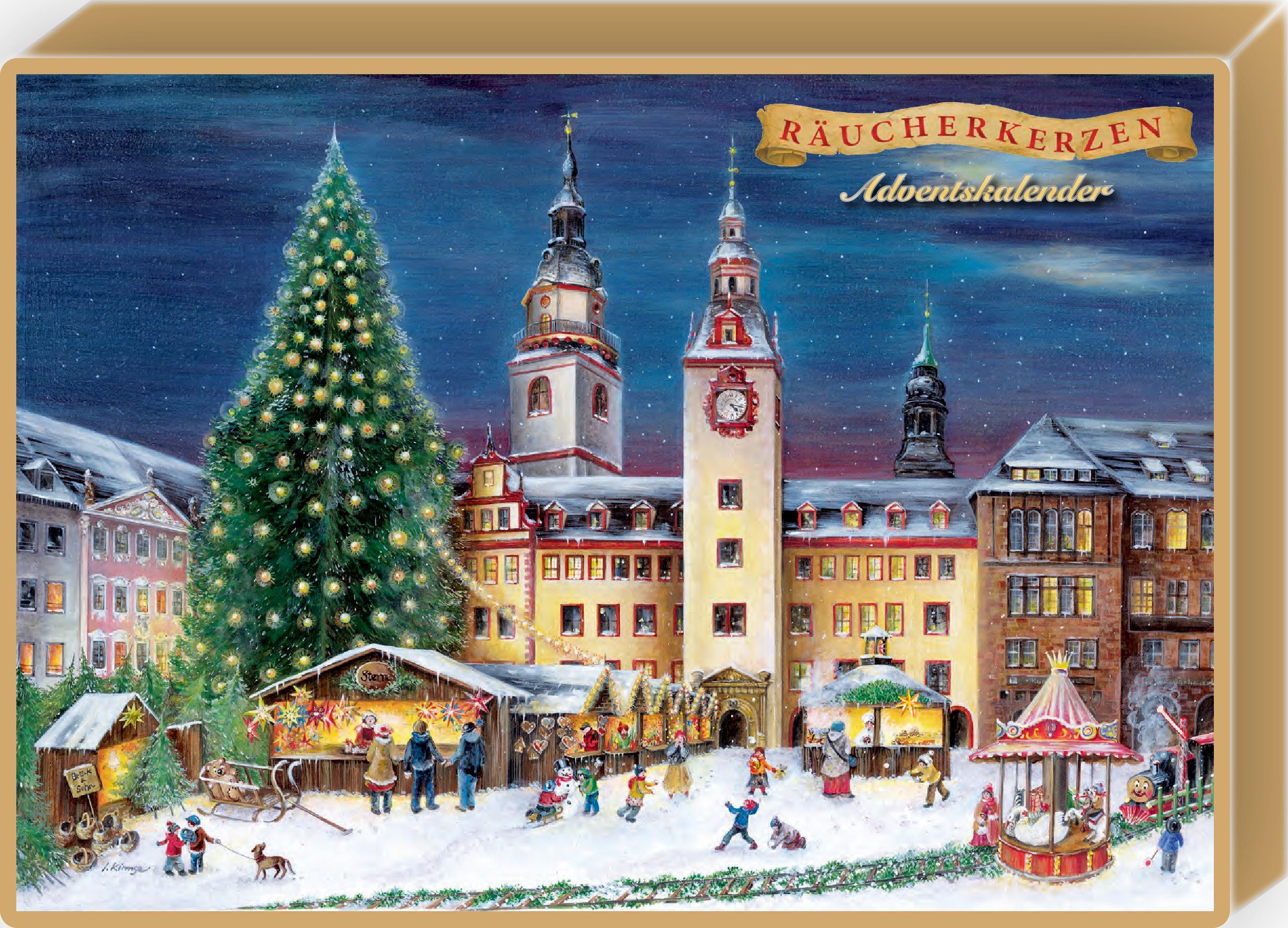 Olewinski & Tochter Adventskalender Räucherkerzen-Adventskalender, Motiv: Chemnitz (24-tlg), Original Crottendorfer Räucherkerzen
