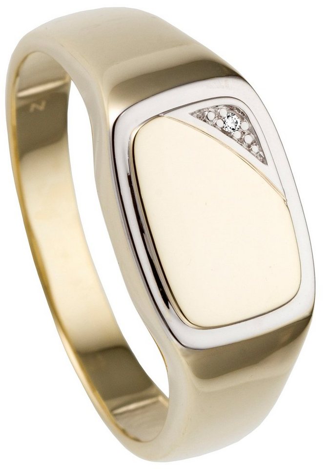 JOBO Fingerring Ring mit Diamant, 585 Gold bicolor, Besetzt mit einem  Diamanten