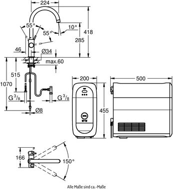 Grohe Untertisch-Trinkwassersystem Grohe Blue, für gefiltertes, gekühltes und sprudelndes Wasser, Packung, langlebige Oberfläche