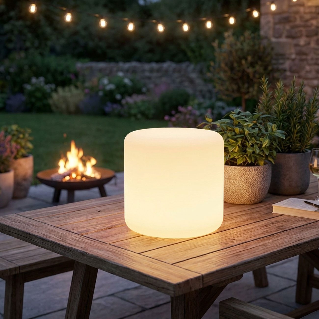 shop'n smile ideoon LED Außen-Tischleuchte LED Solar Tischlampe & Gartenleuchte Zylindrisch Akku-1200mAh IP44, LED, Farbwechsler, ca. 8 Std. Laufzeit, Solar-& U – Bild 4 von 5