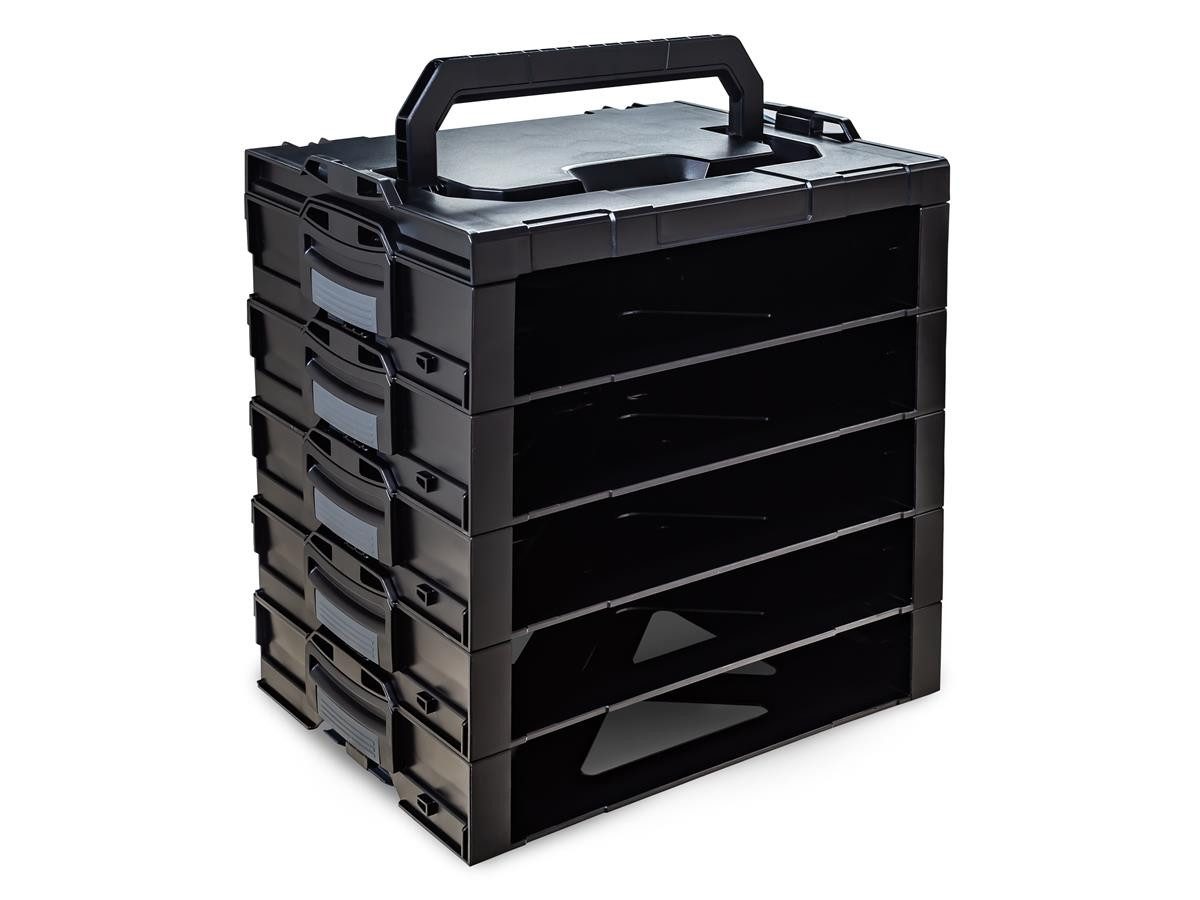 Sortimo® Werkzeugbox Systemkoffer i-BOXX Rack 5er Block, Industrial Line / schwarz, leer