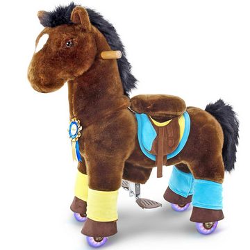 PonyCycle Reitpferd Prämie Modell K Reiten auf Pferd Spielzeug Plüsch Wandertier - Dunkelbraunes Pferd, Kleine Größe für 3-5 Jahre, K35, PonyCycle® Offizieller Shop