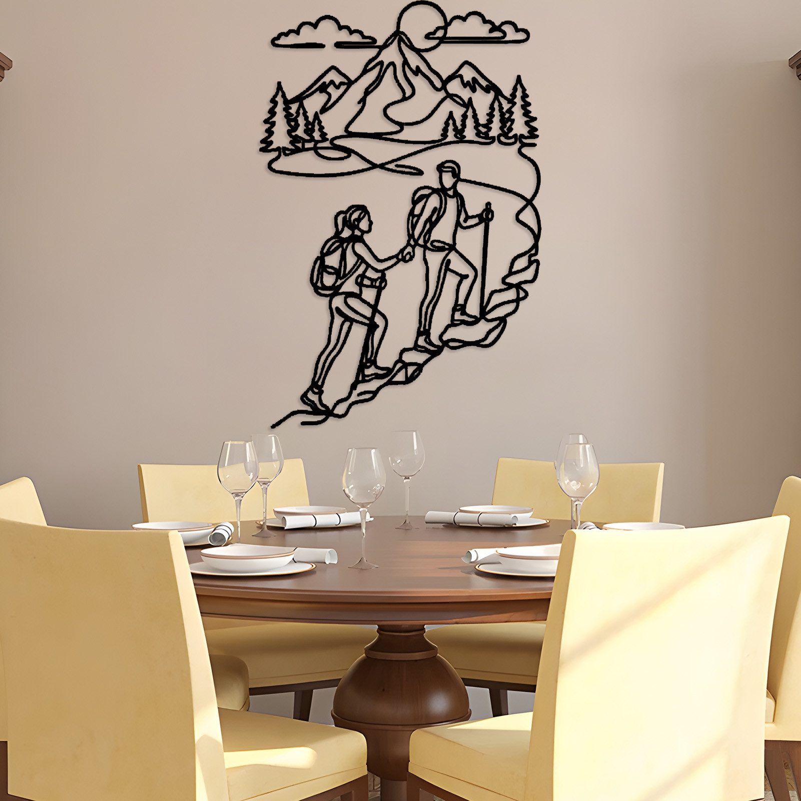 Jumpeak Wanddekoobjekt Wanddekoration Bergsteiger Paar, Berg Landschaft Motiv, Hand in Hand, Metall, 4 Farben, 3 Maße, Outdoor-Abenteuer, Geschenk für Paare