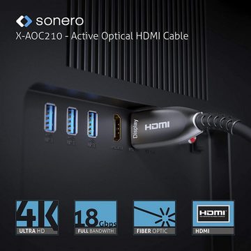 sonero sonero® 10m HDMI Kabel 2.0b, Glasfaser Hybrid, UHD 2160P, 4K60Hz, HDMI-Kabel
