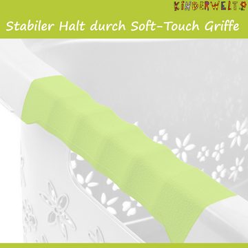 KiNDERWELT Wäschekorb Premium 50 L ergonomischer Form, Soft-Touch-Griffe, an den Körper angepasste Nierenform