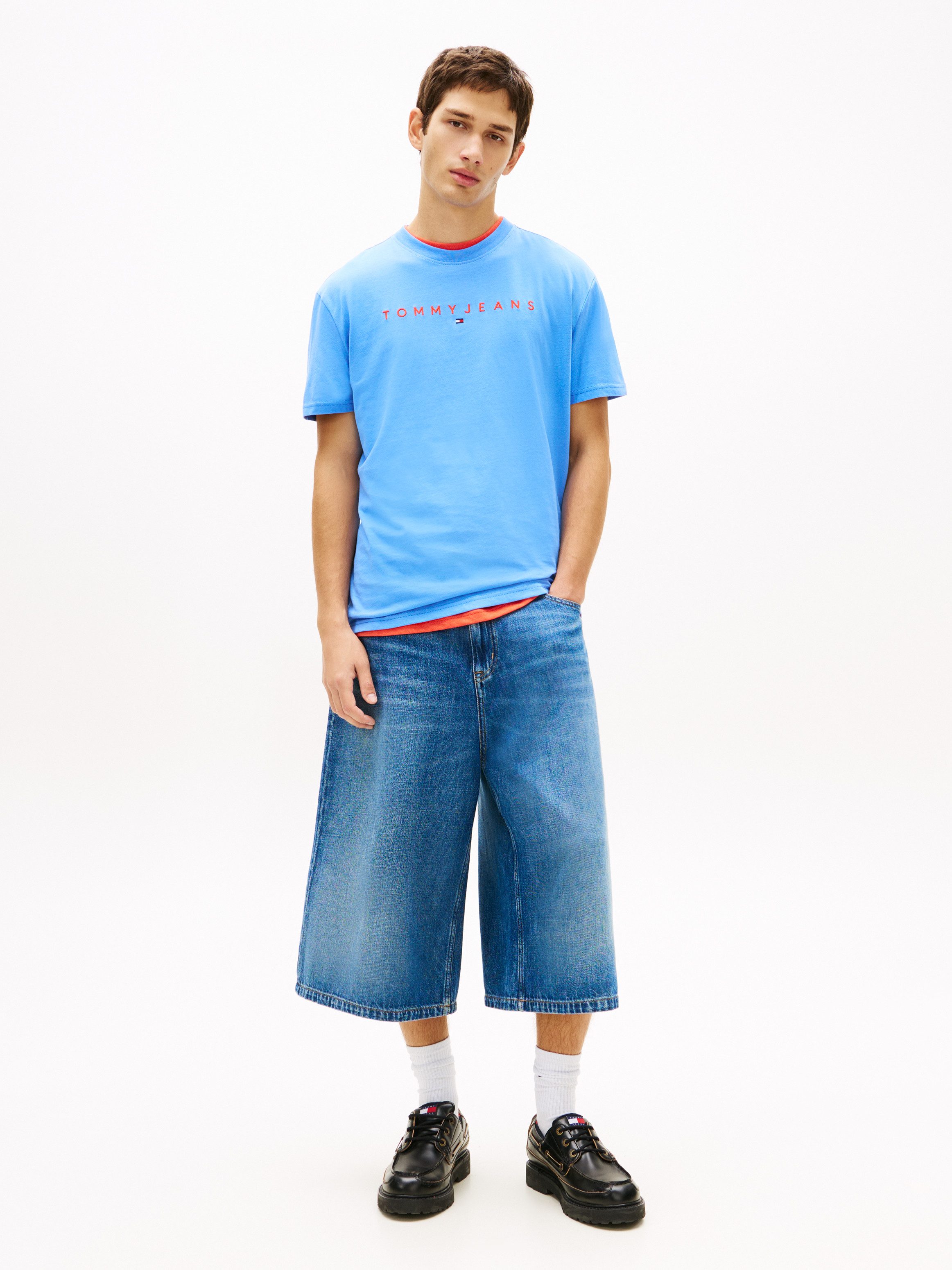 Tommy Jeans T-Shirt TJM REG LINEAR LOGO TEE EXT Rundhals, Regular Fit