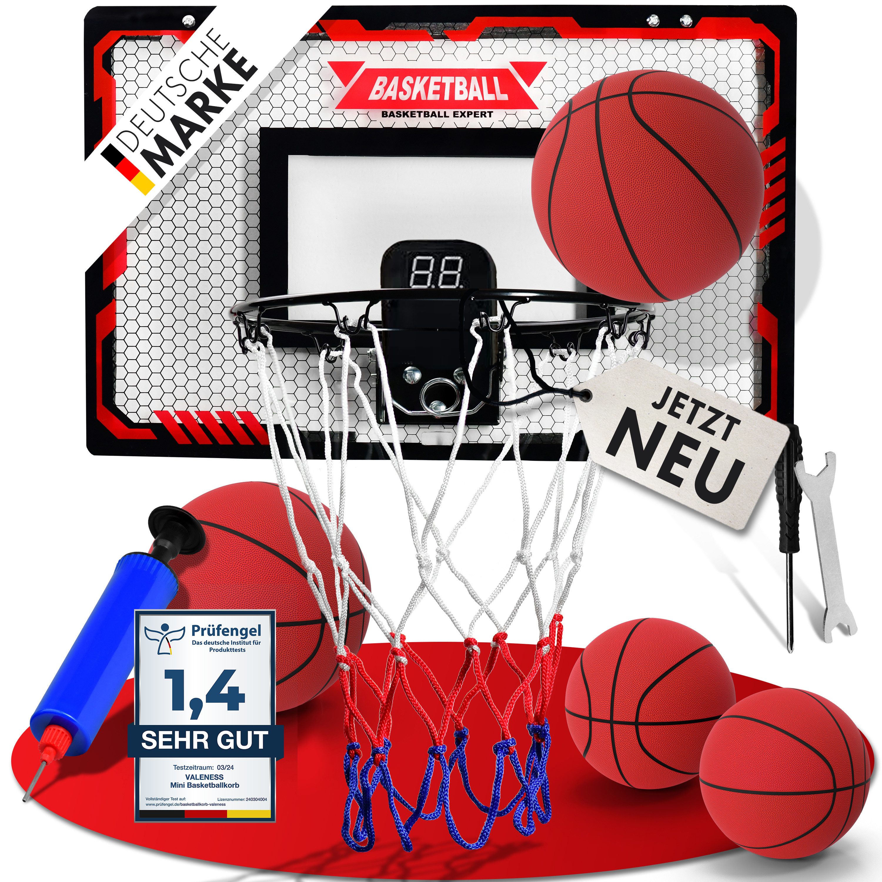 VALENESS Basketballkorb VALENESS® Mini Basketballkorb Indoor [für Tür & Wandmontage] Zähler (1-St)