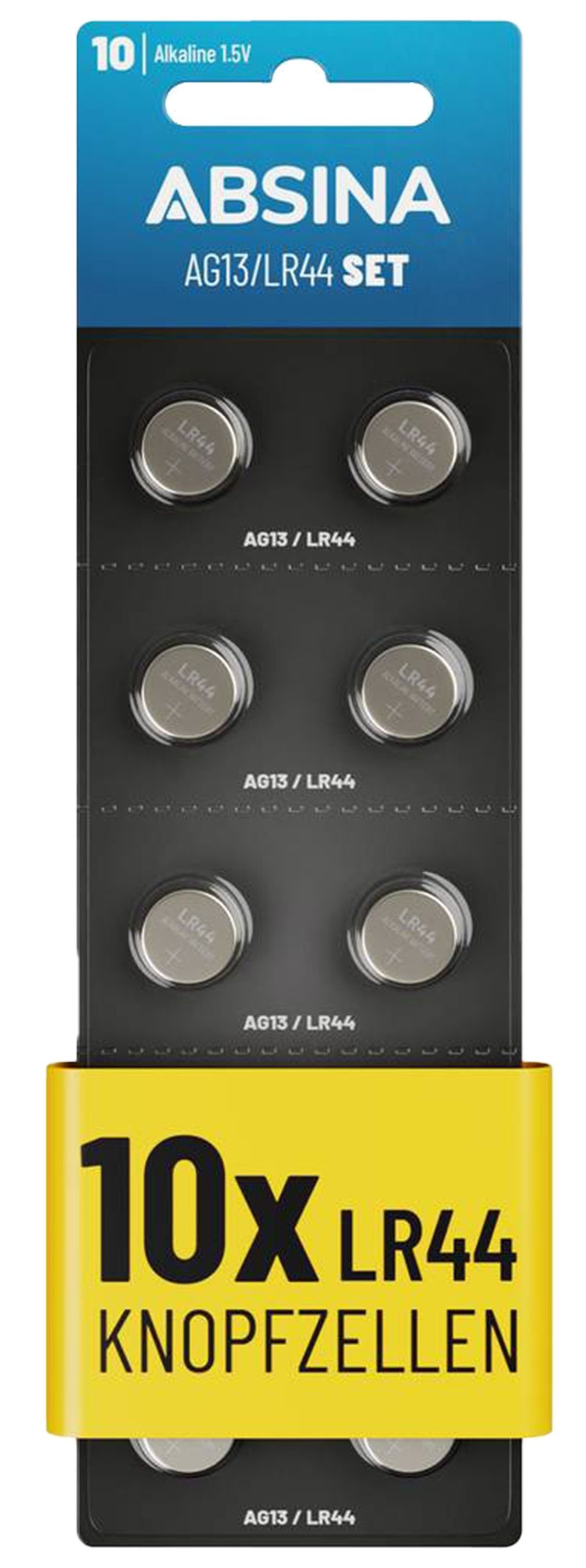 ABSINA ABSINA Knopfzellen-Set AG13 10-teilig Knopfzelle LR44, /