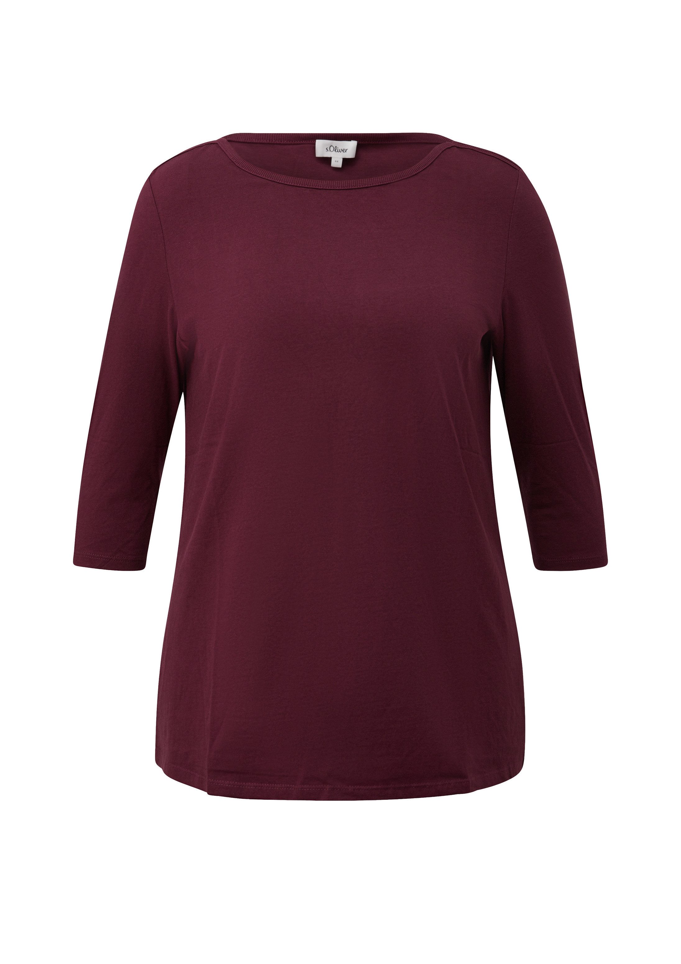 s.Oliver 3/4-Arm-Shirt T-Shirt T-Shirt mit dekorativem U-Boot-Ausschnitt
