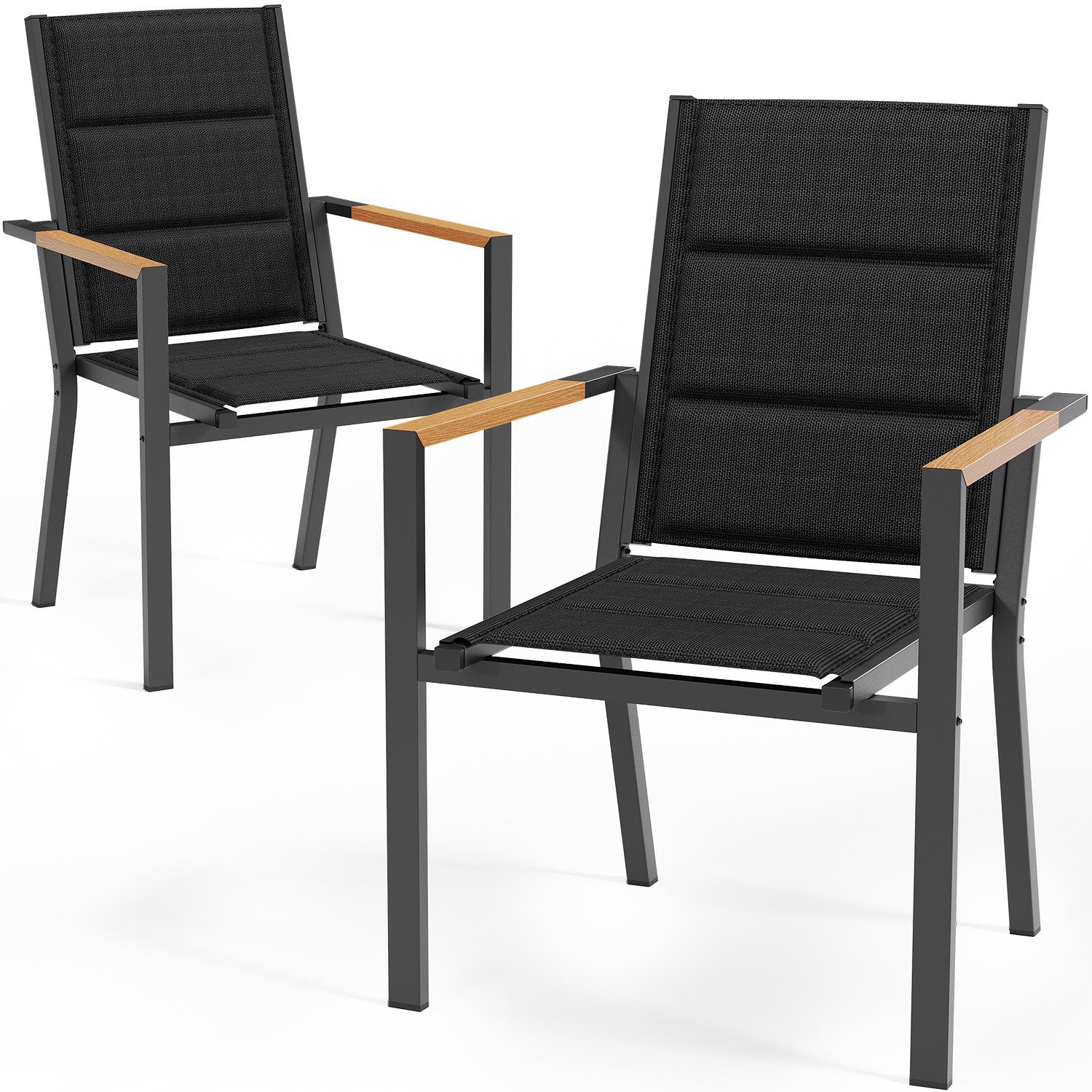 HOMALL Gartenstuhl Klappstuhl (2er Set) Aluminium Outdoor-Stuhle Belastbarkeit 160 kg (Aluminiumrahmen 2 Größen 3 Farben erhältlich Stapelbar, um Platz zu sparen)