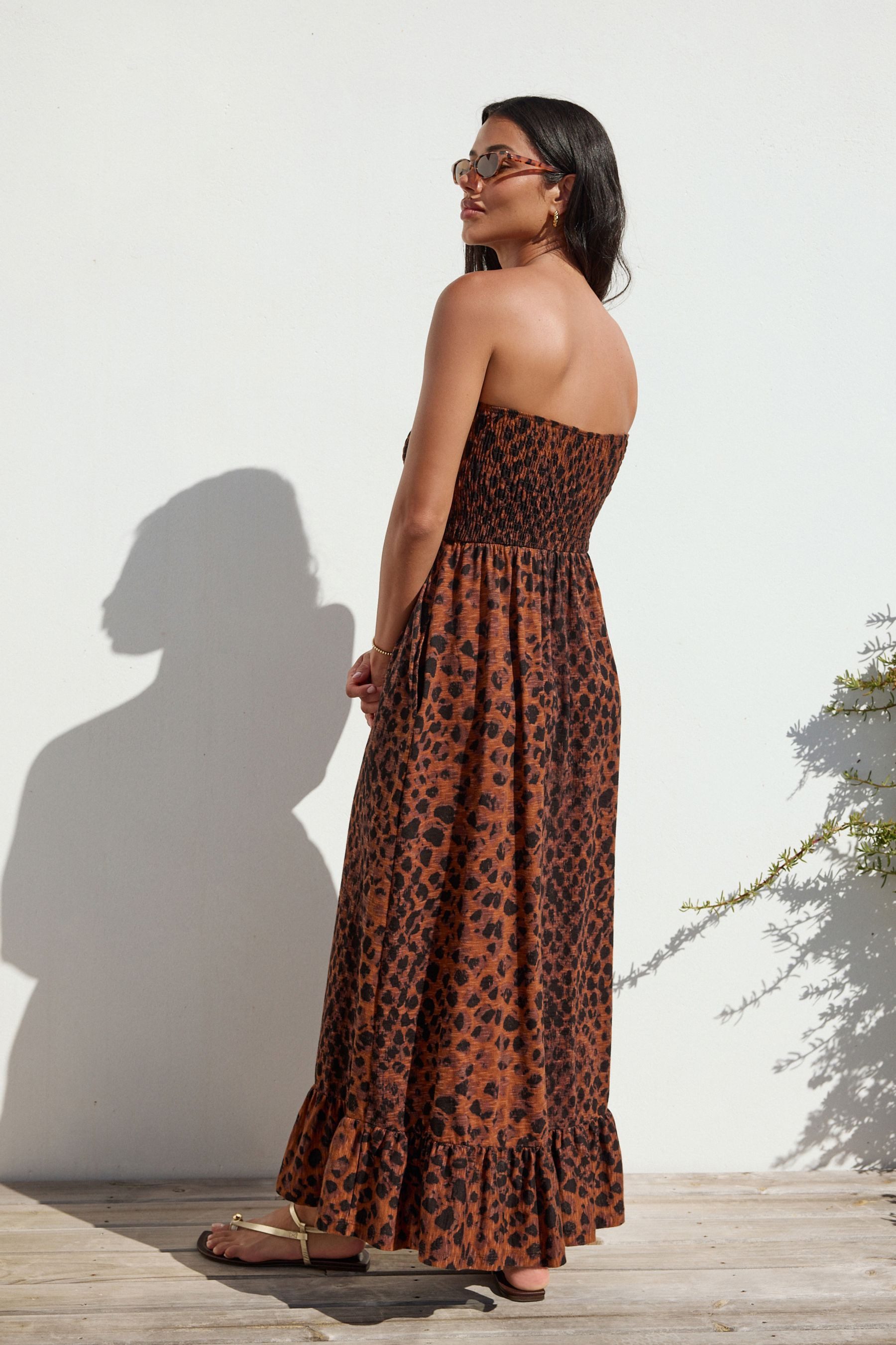 Next Midikleid Sommerkleid Baumwolle Carmenausschnitt und Rüschen (1-tlg) günstig online kaufen
