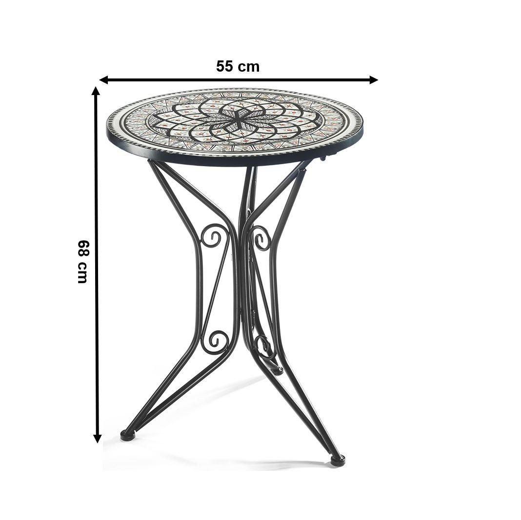Kobolo Beistelltisch Gartentisch Metalltisch in Mosaikoptik grau weiß (kombinierbar, 1-St., 1 Tisch)