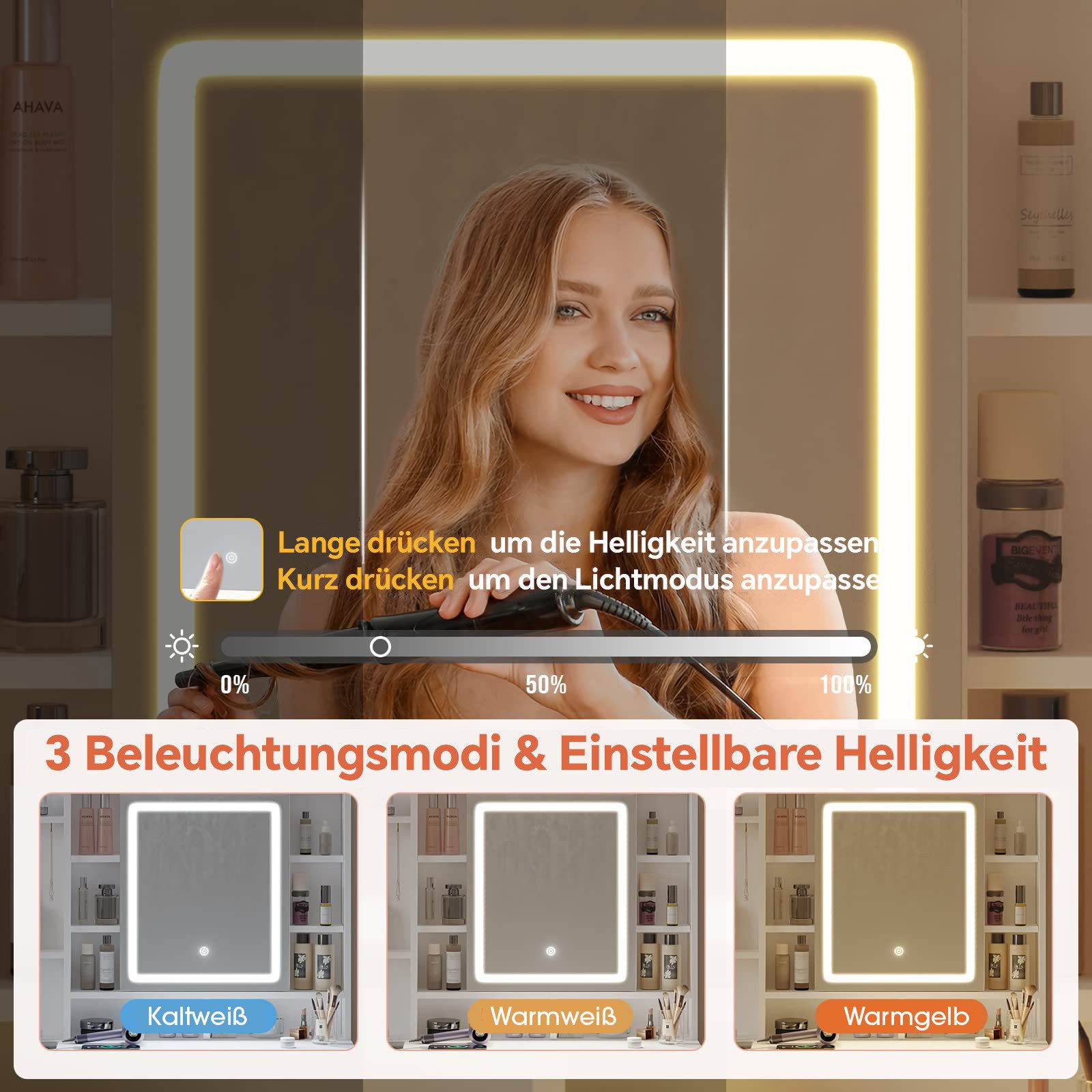Aunfebrco Schminktisch Schminktisch mit LED-Beleuchtung (3 günstig online kaufen