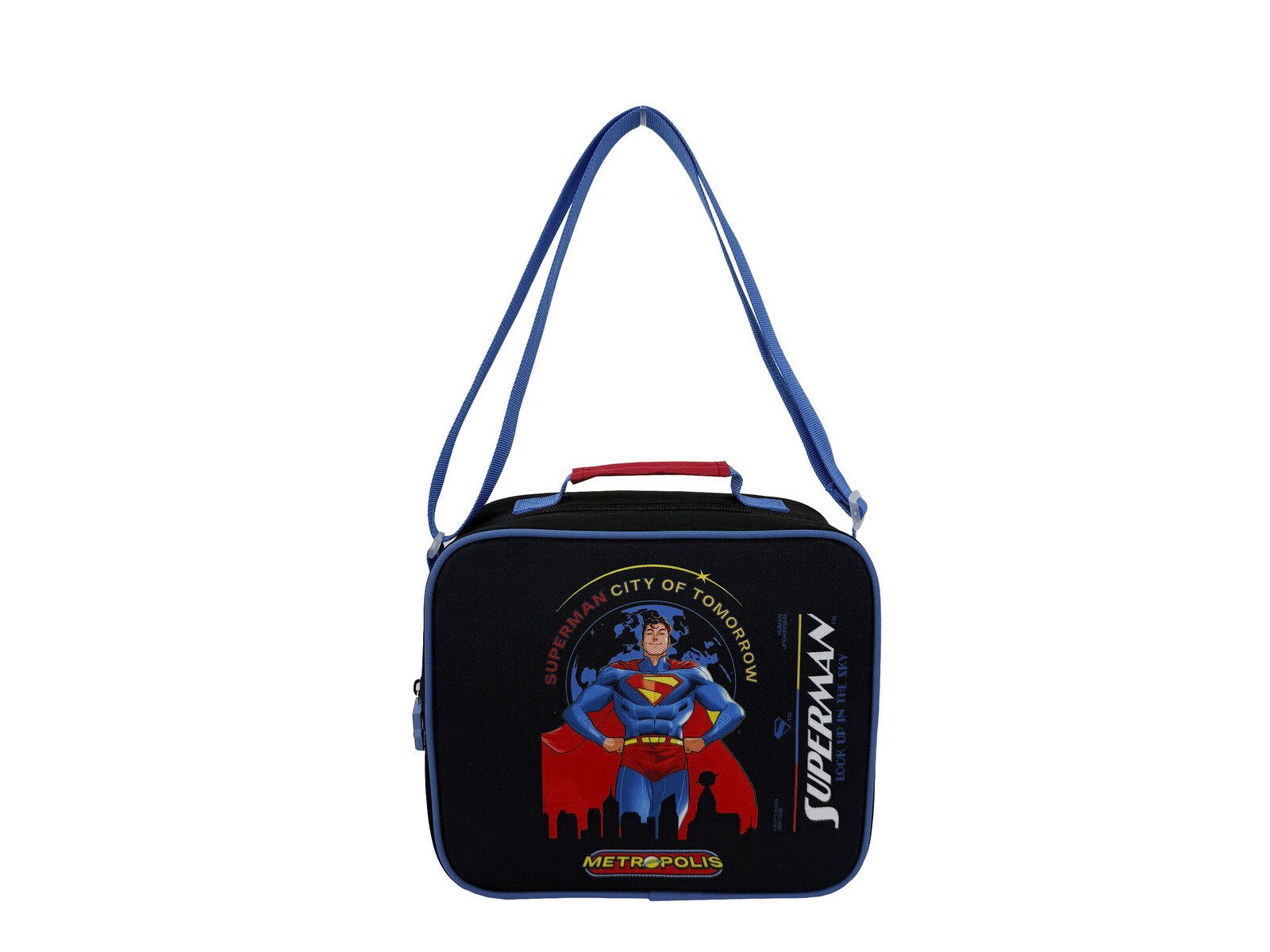 Superman Brottasche Lunchtasche Black mit Reißverschluss Schule Arbeit und Freizeit