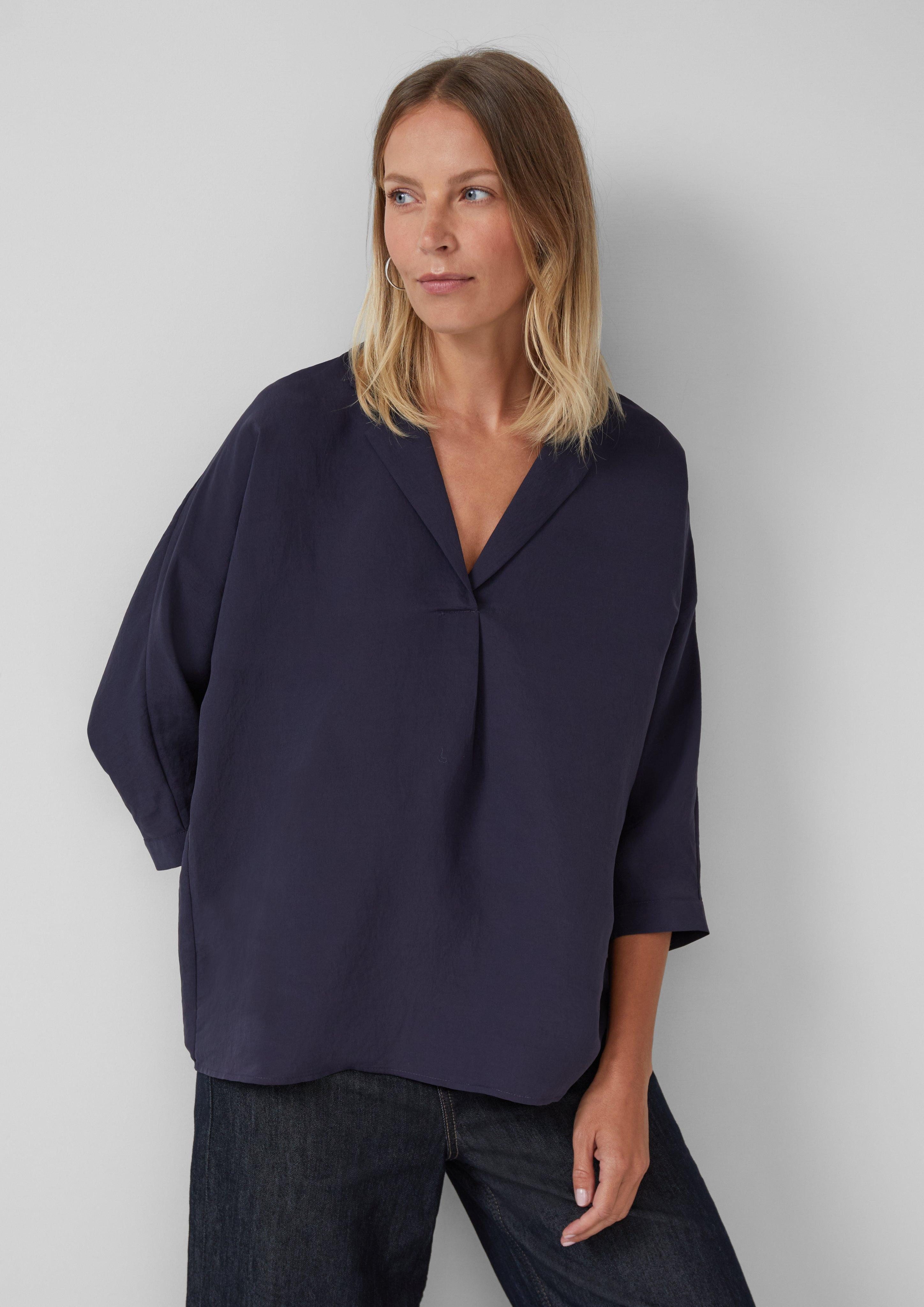 s.Oliver BLACK LABEL Langarmbluse Relaxed-Fit-Hemdbluse mit günstig online kaufen