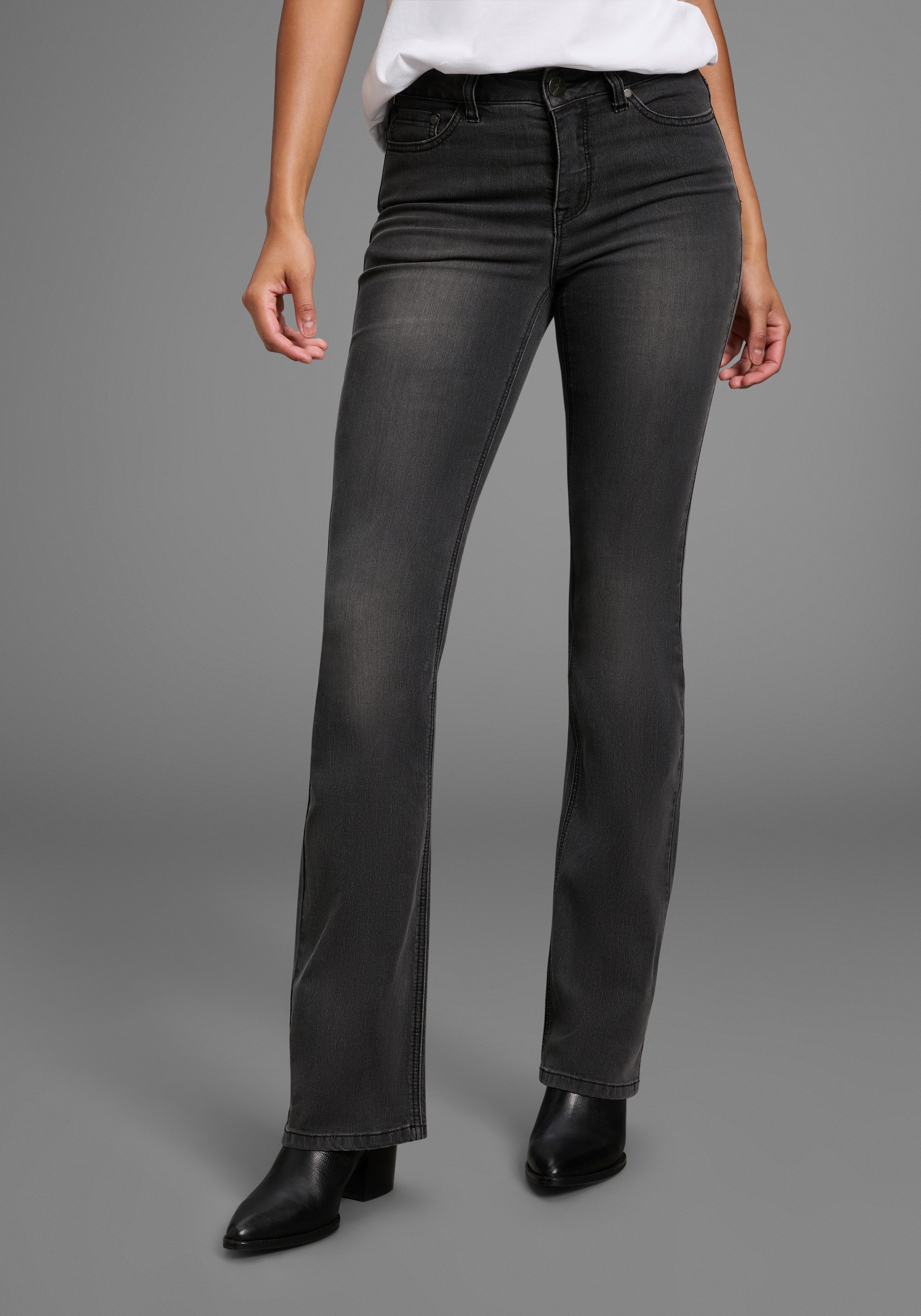 Arizona Bootcut-Jeans Shaping elastische Passform, Bootcut-Beinform, Used-W günstig online kaufen