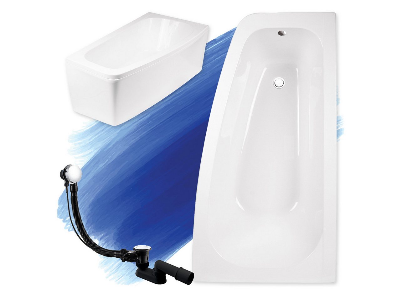 Thumbnail - KOLMAN Badewanne Eckbadewanne Luna 150x80, (Links/Rechts), Ablaufgarnitur & Füße GRATIS
